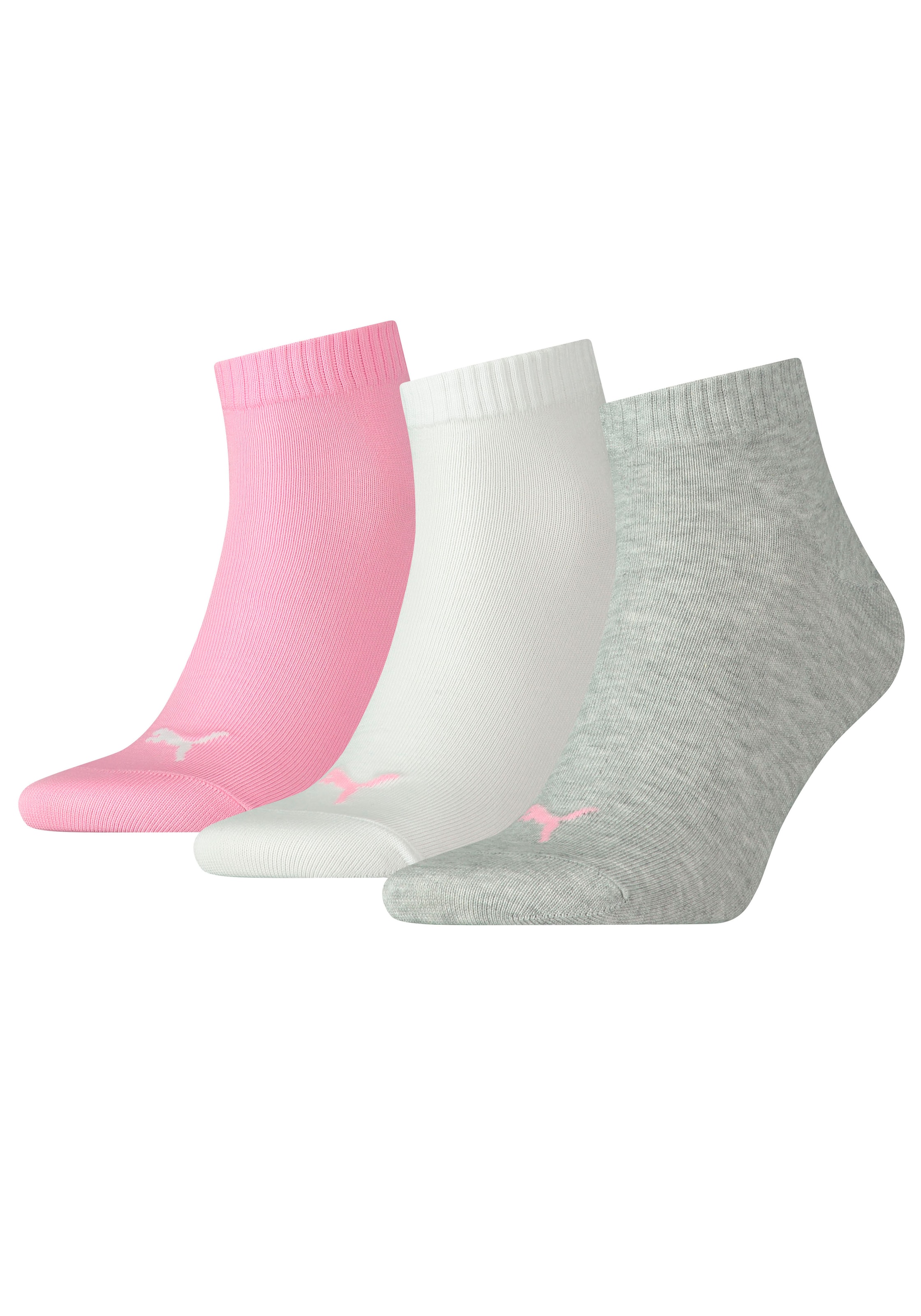 PUMA Kurzsocken, (3 Paar), Atmungsaktiv, Rippenbündchen, weiche Baumwollmischung