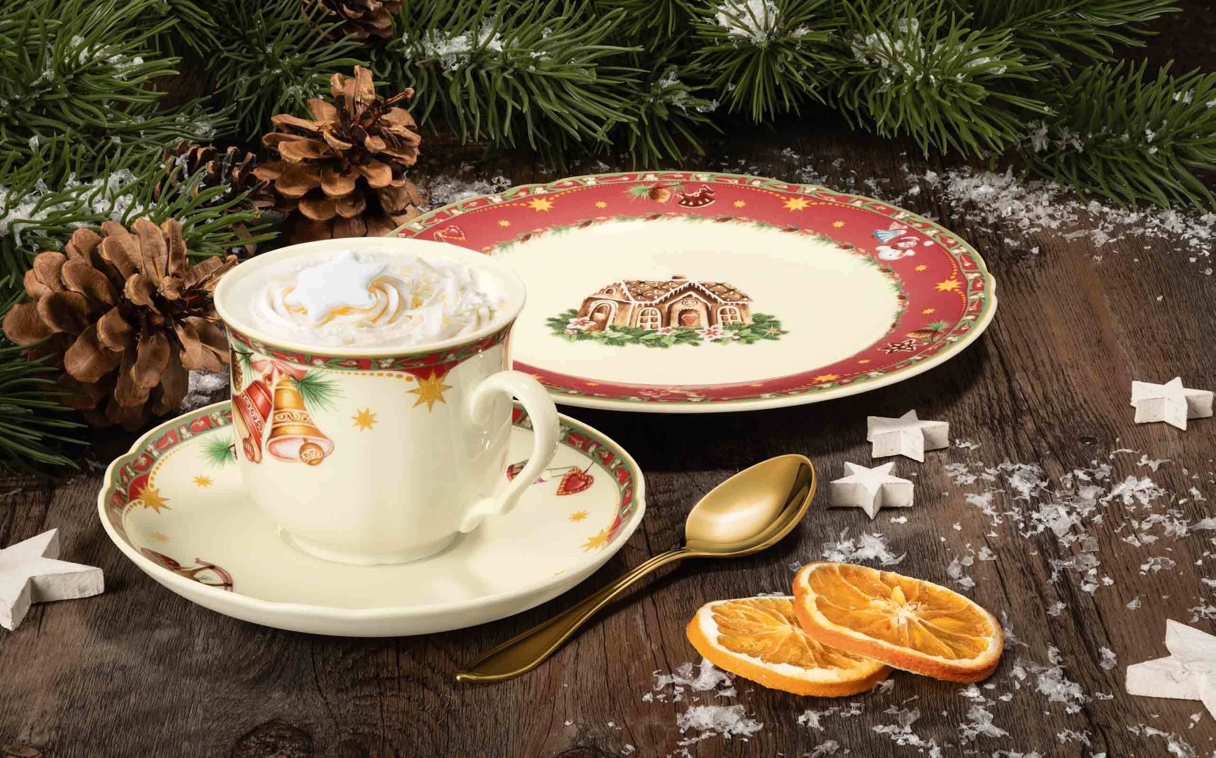 Seltmann Weiden Untertasse »Teeuntertassen Marieluise Weihnachtsnostalgie ø 13 cm 6er Set creme« Spülmaschinengeeignet, Mikrowellengeeignet, Ofenfest, Salamandergeeignet, Kühlschrankgeeignet, Gefrierschrankgeeignet