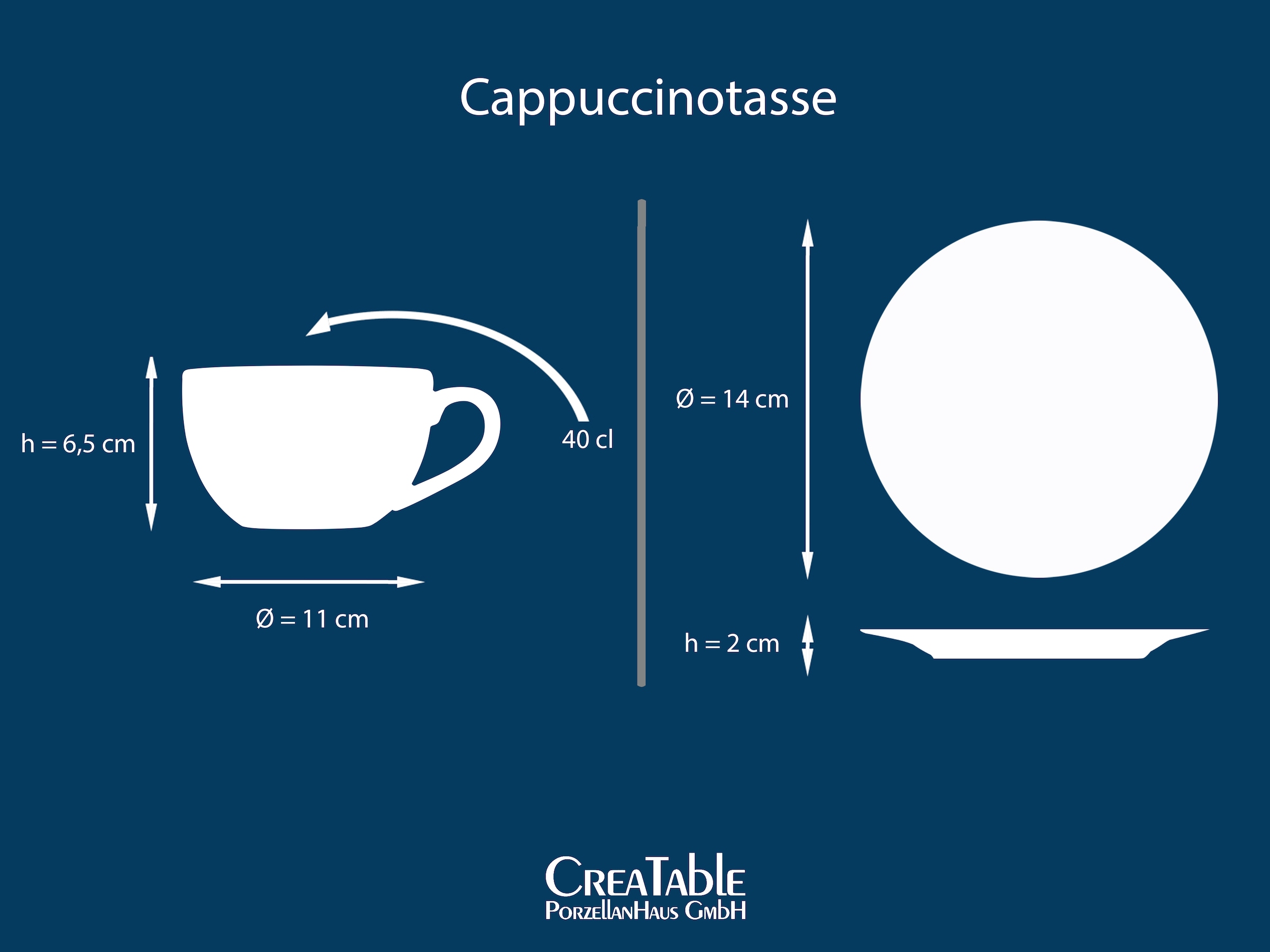 CreaTable Cappuccinotasse »Kaffeetasse NATURE COLLECTION« Tassen Set, naturfarben mit Sprenkel, 4 Tassen, 4 Untertassen