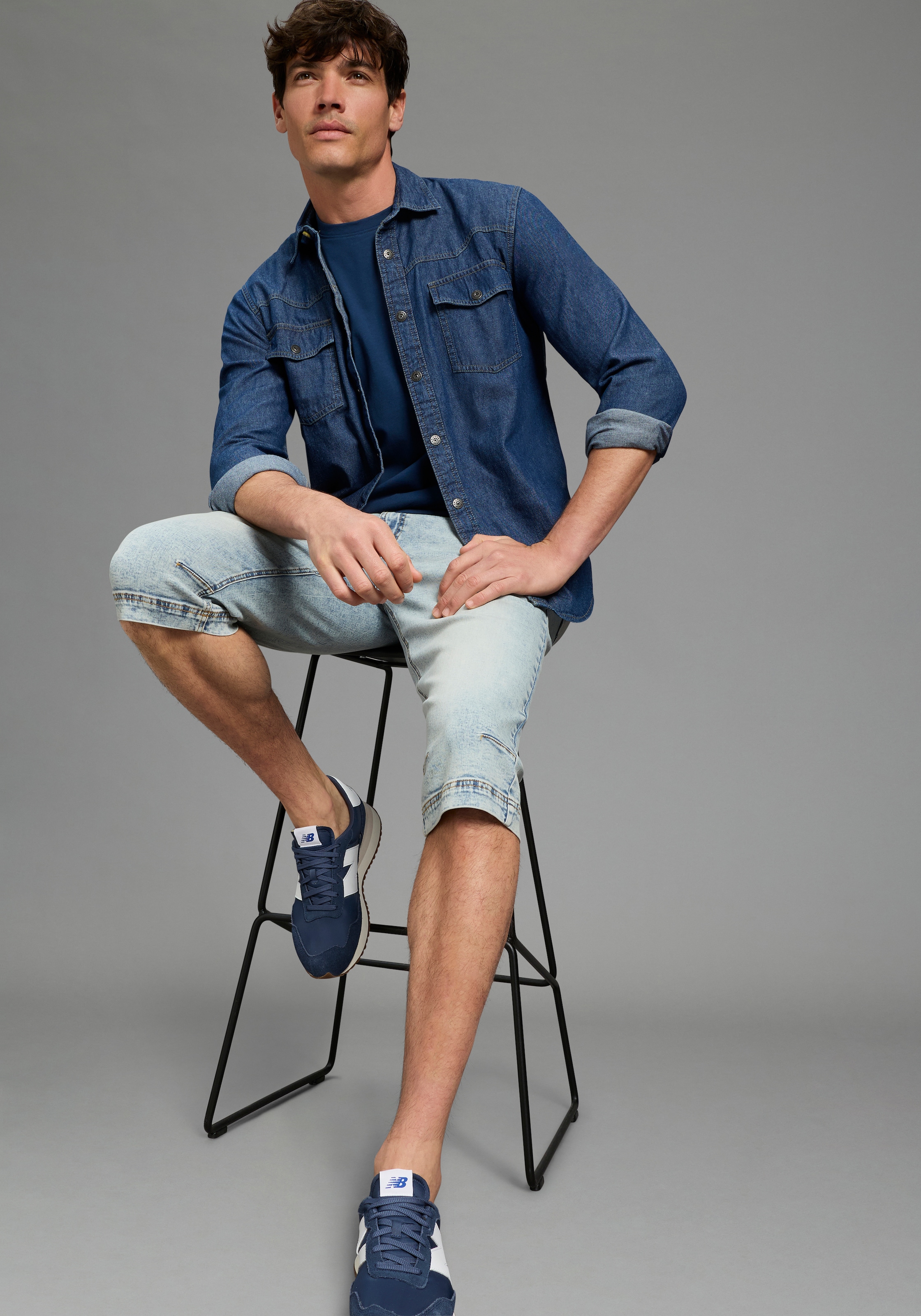 Bruno Banani Jeansbermudas »Hutch-Bermuda« Straight-Fit, normale Leibhöhe, aus elastischem Denim-Material