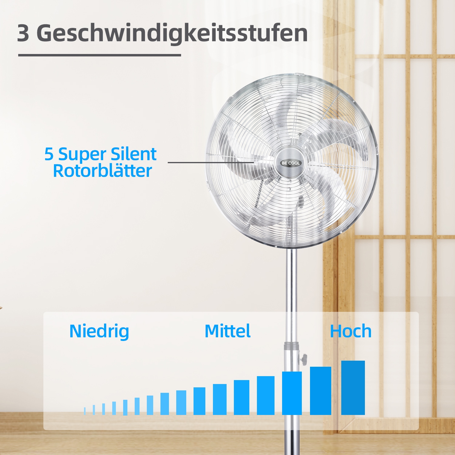 be cool Standventilator »BC40MSTF2205SS«, 40 cm Durchmesser
