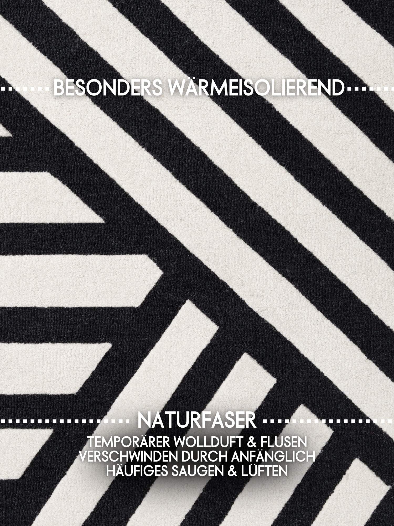 ELLE DECORATION Wollteppich »Noir« rechteckig 12 mm Höhe Wolle, Natur, Wohnzimmer, Schlafzimmer, Modern, Geometrisch, Streifen