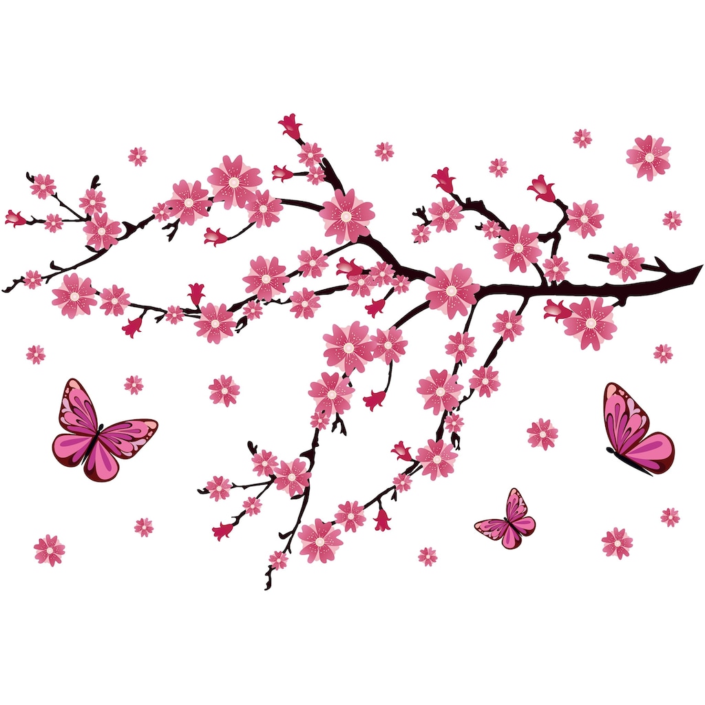 Wall-Art Wandtattoo »Kirschblüten mit Schmetterlingen«