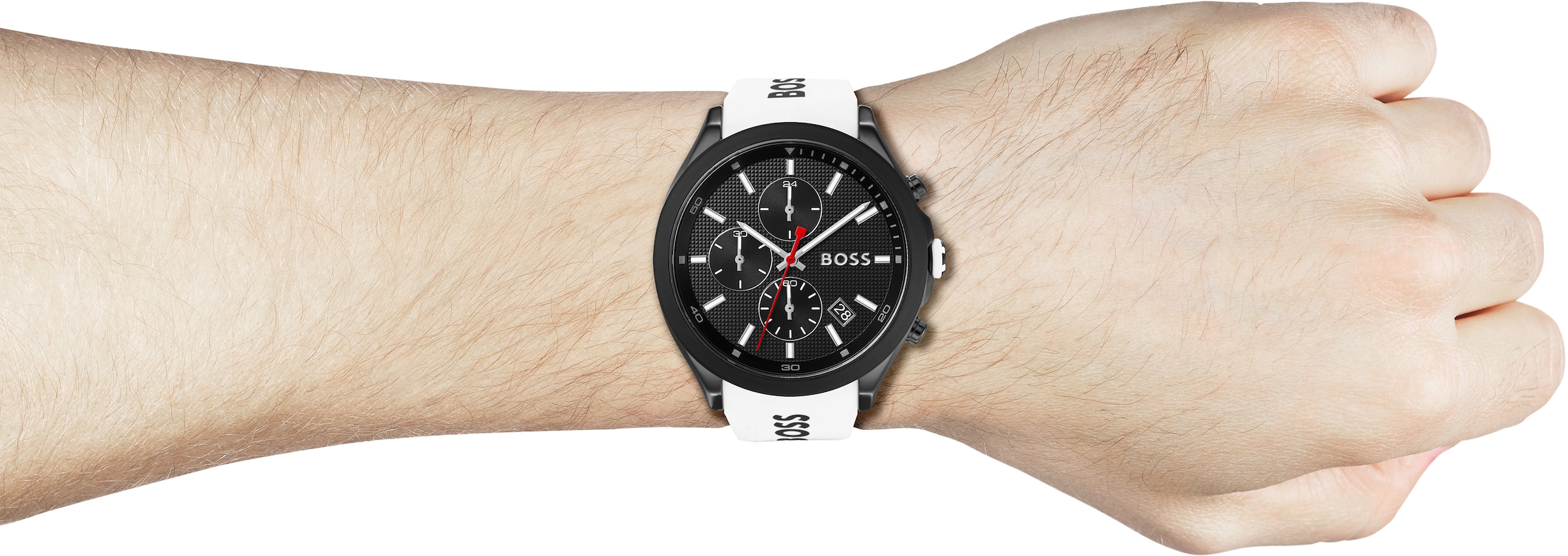 BOSS Chronograph »VELOCITY«, Quarzuhr, Herrenuhr, Armbanduhr, Stoppfunktion, Silikonarmband