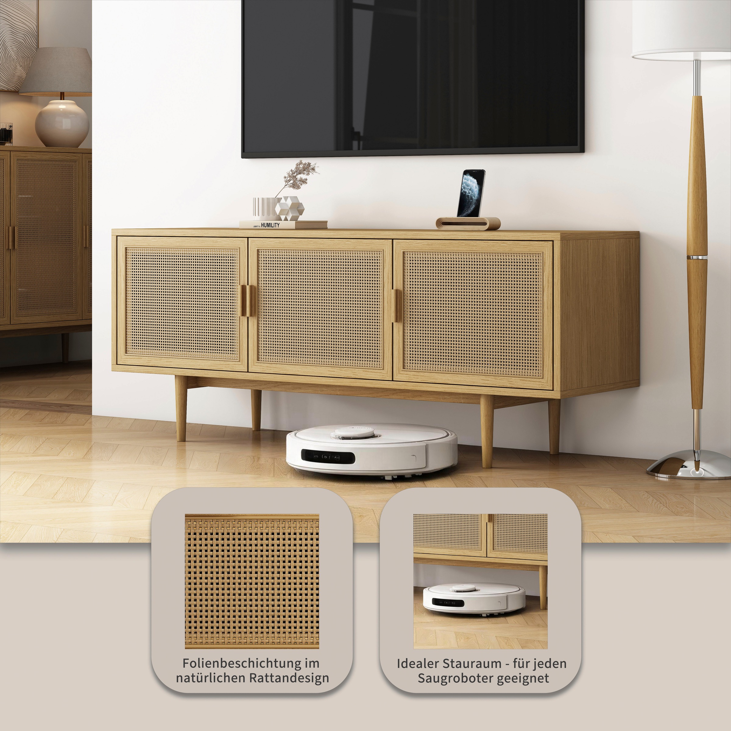 OTTO home TV-Schrank »Lorelia« in moderner Rattan Optik, Lowboard