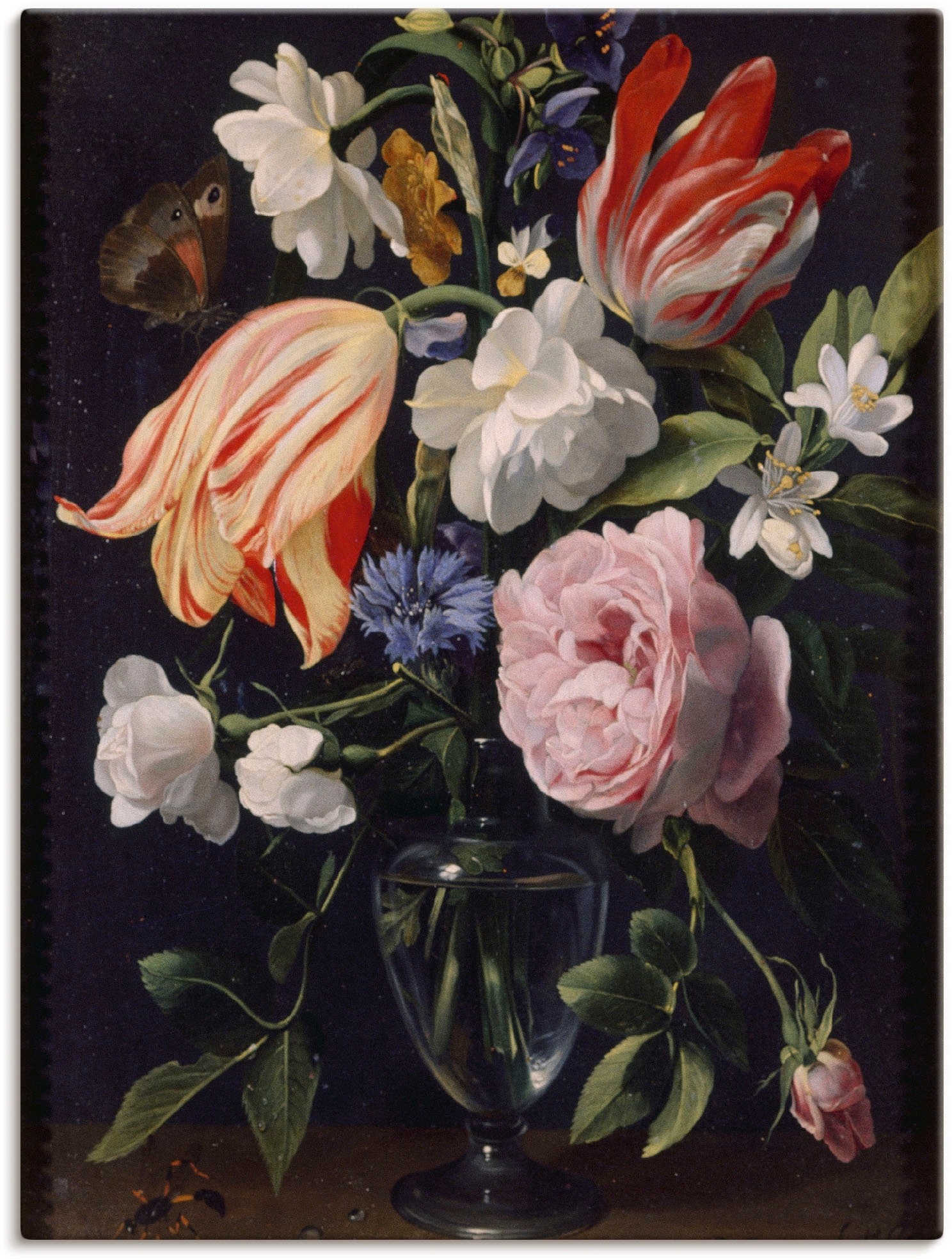 Artland Leinwandbild »Vase mit Blumen. 1637«, Blumen, (1 St.), auf Keilrahmen gespannt