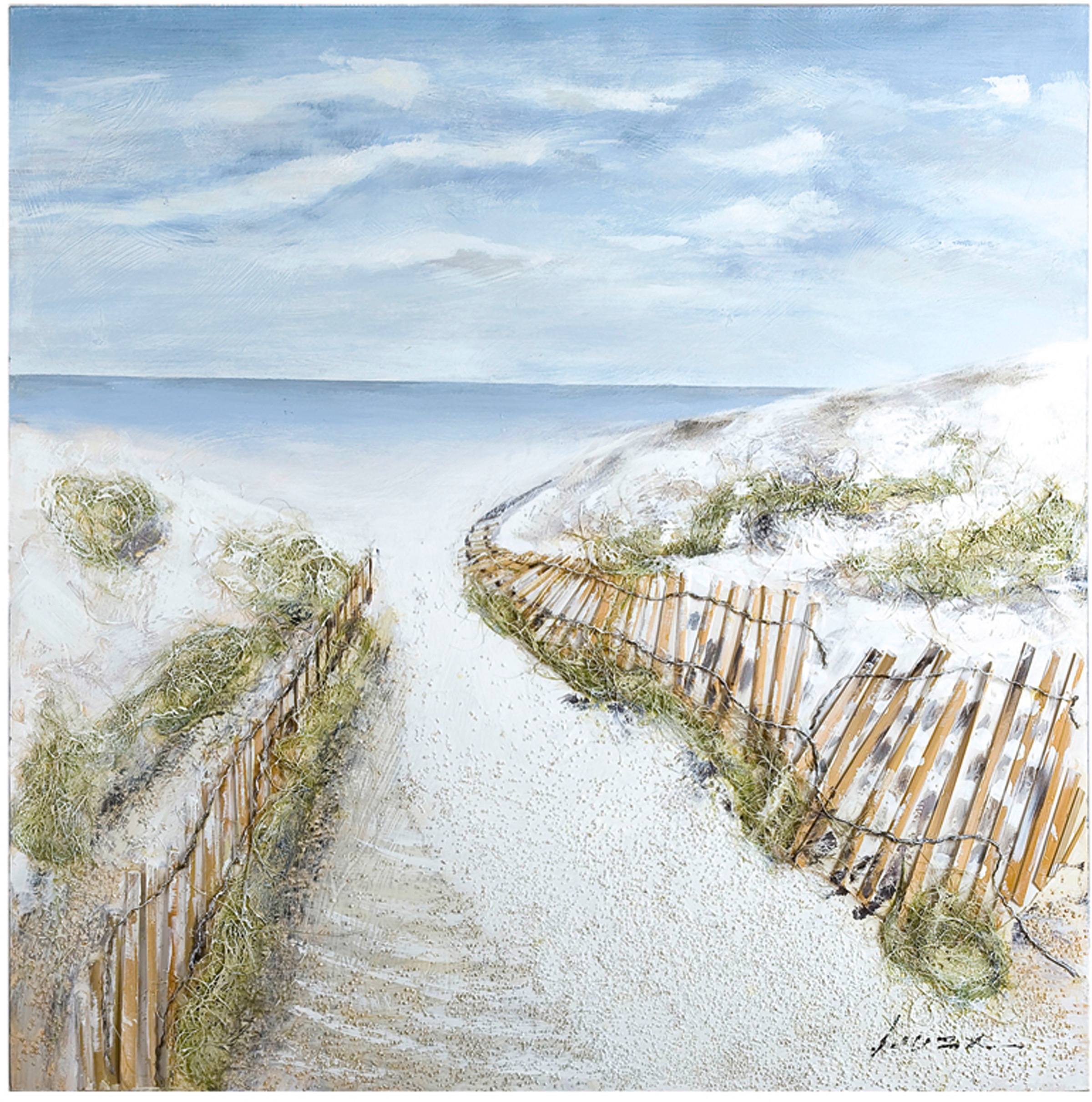 GILDE Leinwandbild »Gemälde Dünen-Idylle«, Landschaft-Strand, (1 St.), handbemalt, 100x100 cm, Motiv Strandlandschaft, maritim, dekorativ im Wohnzimmer & Schlafzimmer