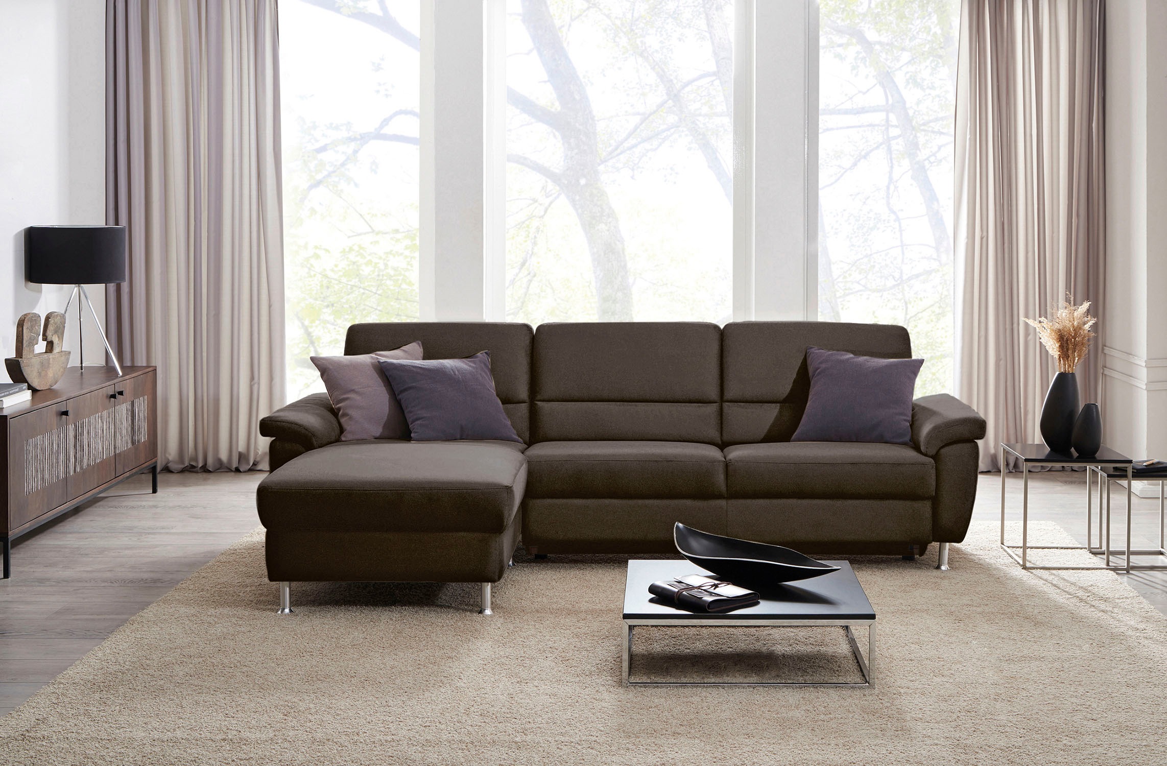 CALIZZA INTERIORS Ecksofa »Onyx L-Form«, Recamiere links oder rechts, wahlweise mit Bettfunktion, Breite 270 cm