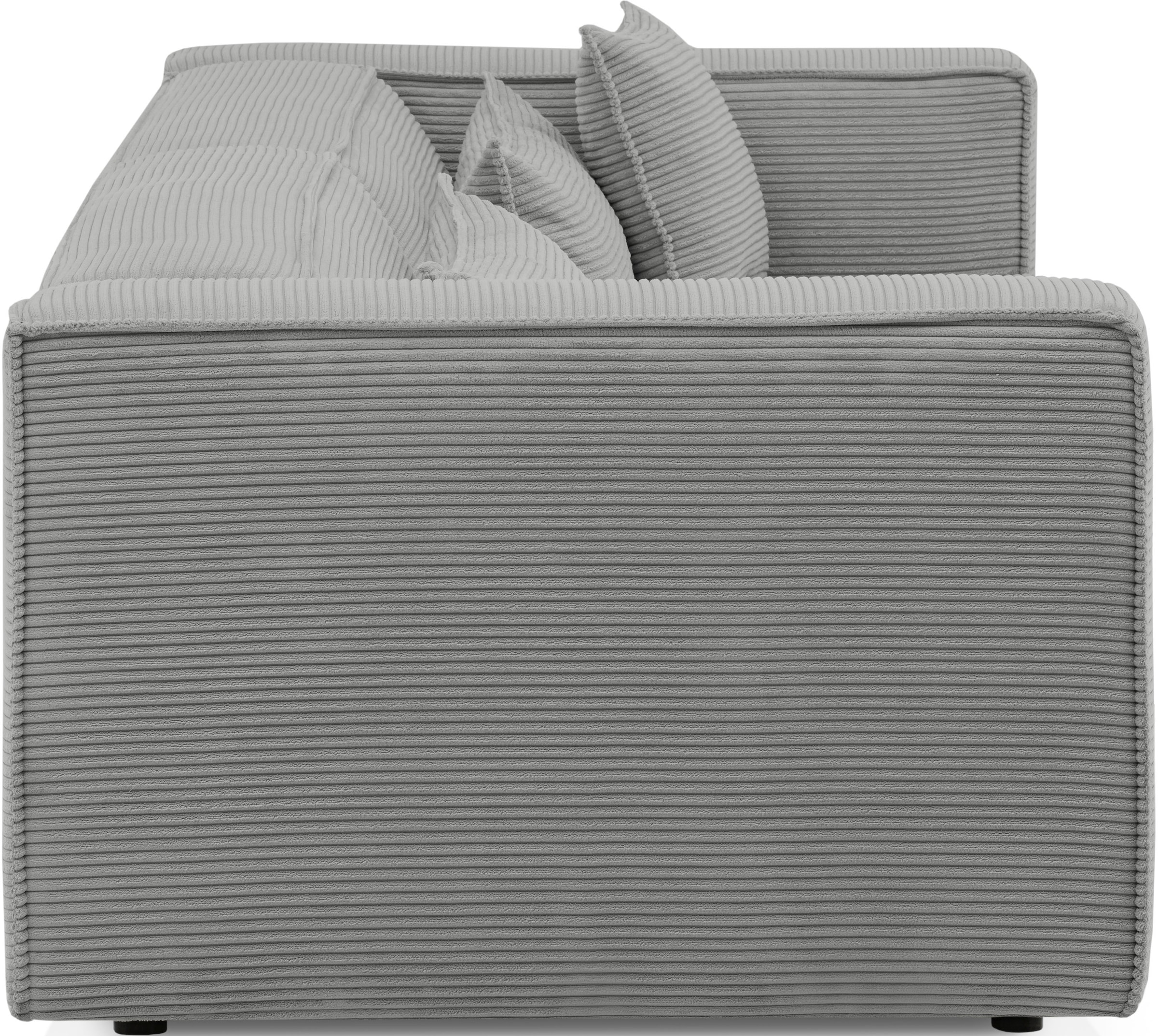 LeGer Home by Lena Gercke 3-Sitzer »PIARA, Couch mit Kedernaht, Sofa in Cord oder Leinenoptik«, schwarze Füße, bequemer Sitzkomfort