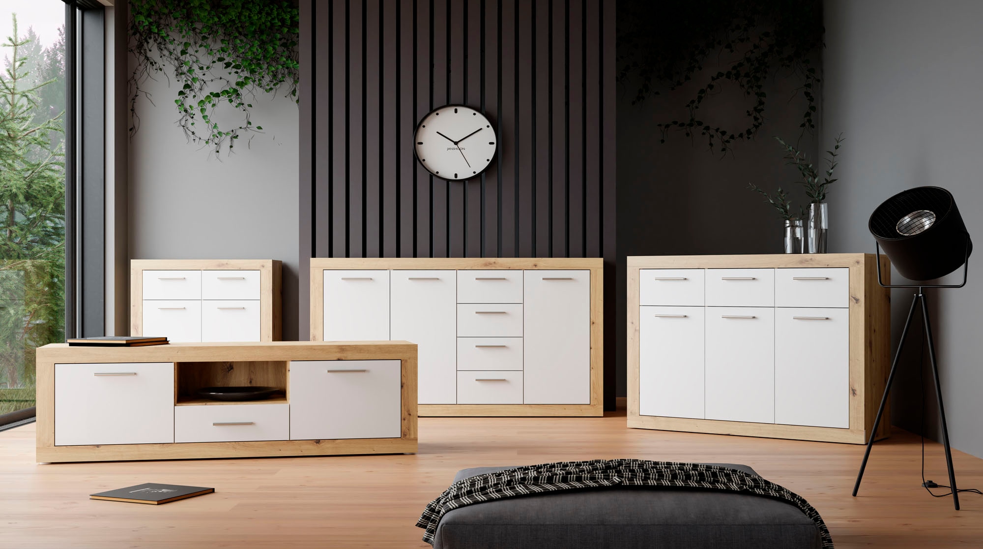 FORTE Sideboard »Baccio«, Breite 118 cm, höhe 92 cm, 3 Türen und 3 Schubkästen
