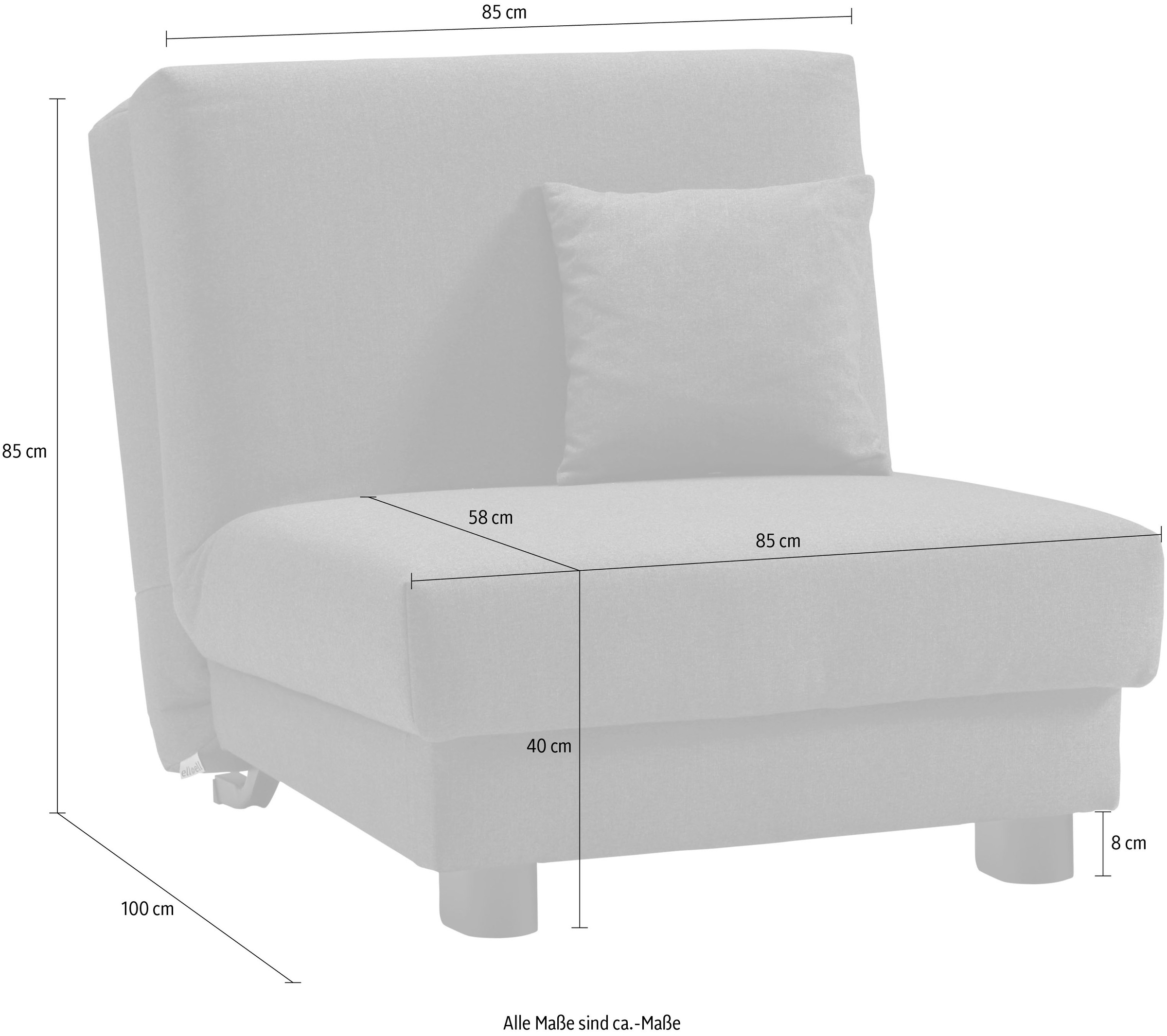 ell + ell Schlafsofa »Enny« Liegefläche Breite 80 cm, Liegehöhe 45 cm, Füße alufarben, Rückenlehne