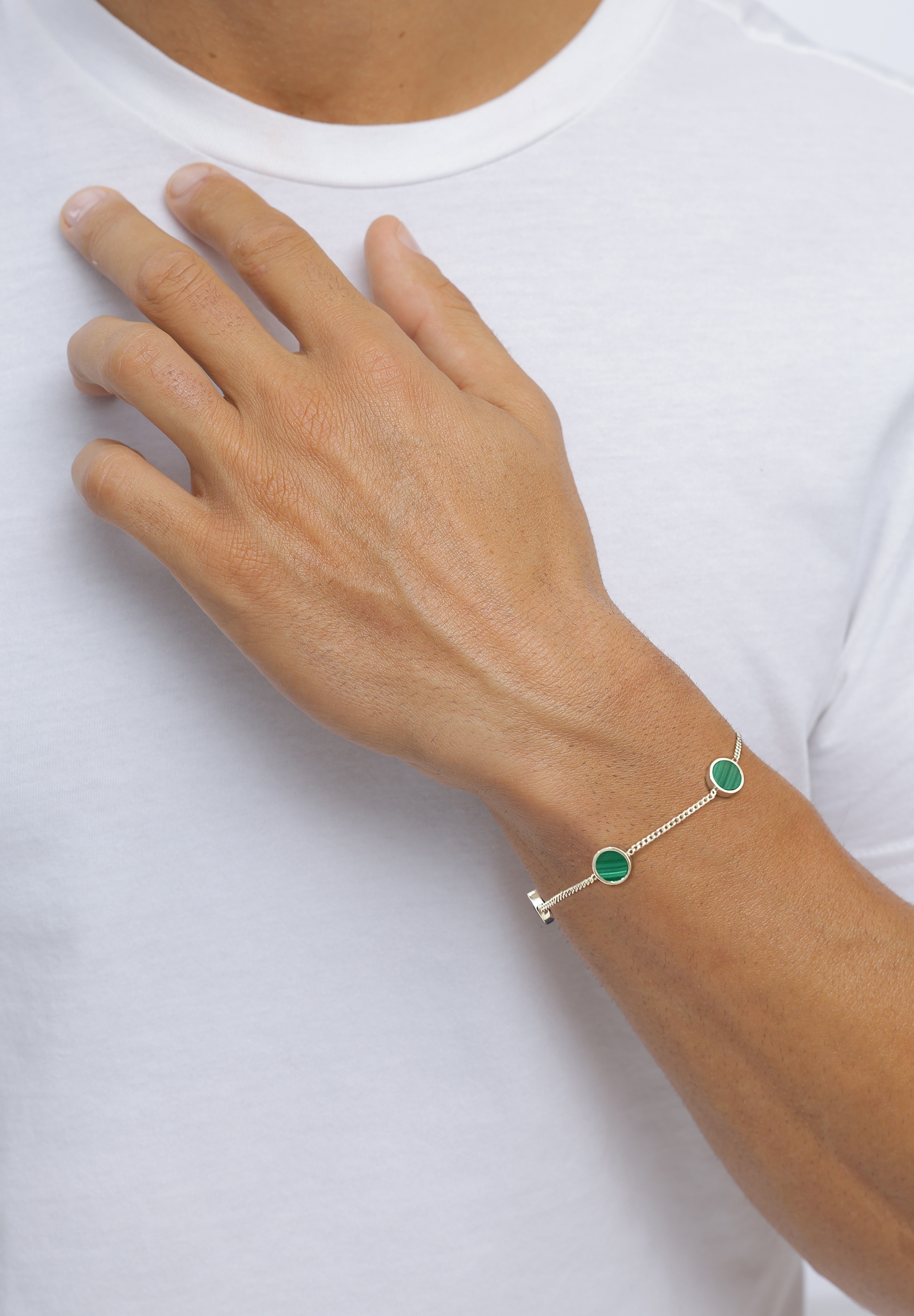 Kuzzoi Armkette »Armband Plättchen Malachit Grün 925 Sterling Silber«