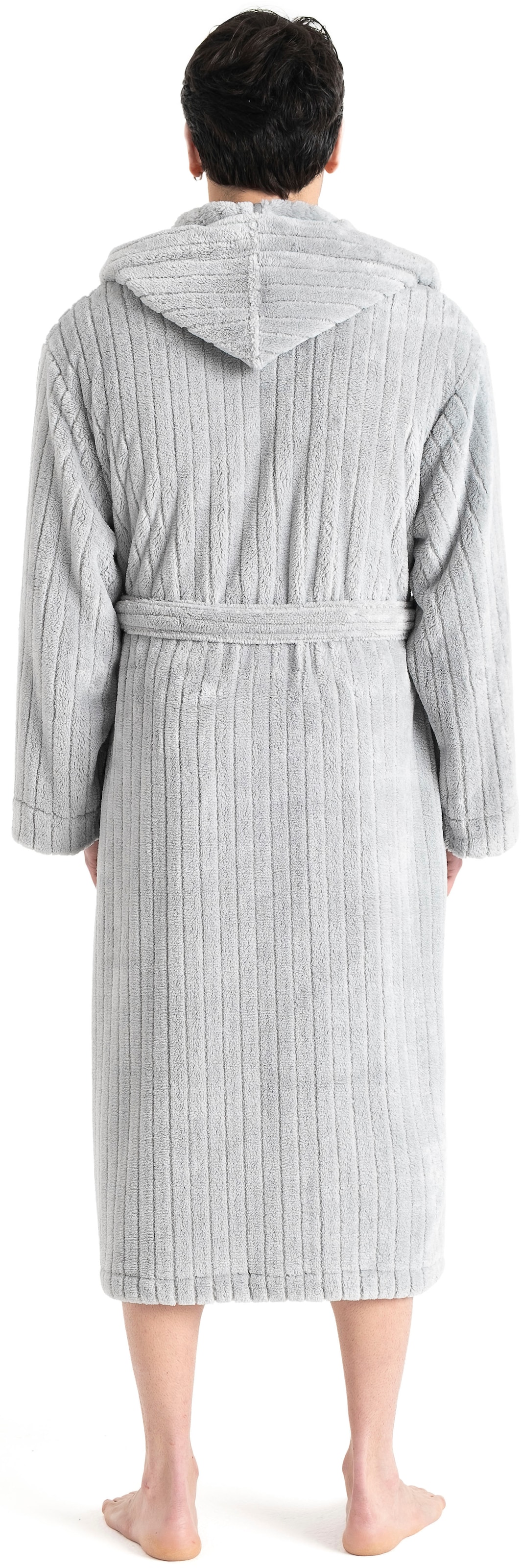 LeGer Home by Lena Gercke Unisex-Bademantel »Lovina gestreift, ideal für Sauna & Spa, Hotelbademantel, Morgenmantel« 1 Stk. Hoch-Tief, kuschelig weicher Fleece, plüsch, Damen und Herren, XS-3XL
