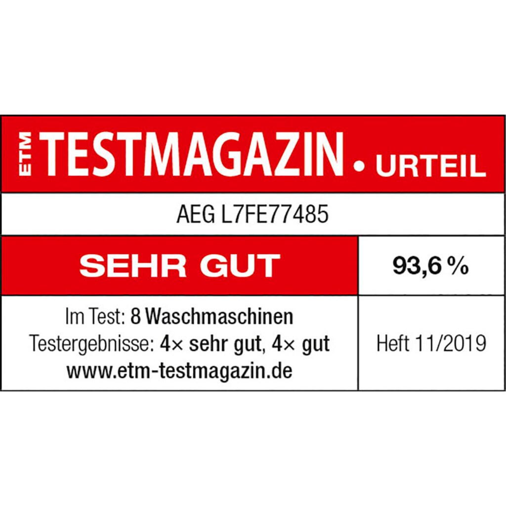 AEG Waschmaschine »L7FE77485«, 7000, L7FE77485, 8 kg, 1400 U/min, ProSteam - Auffrischfunktion