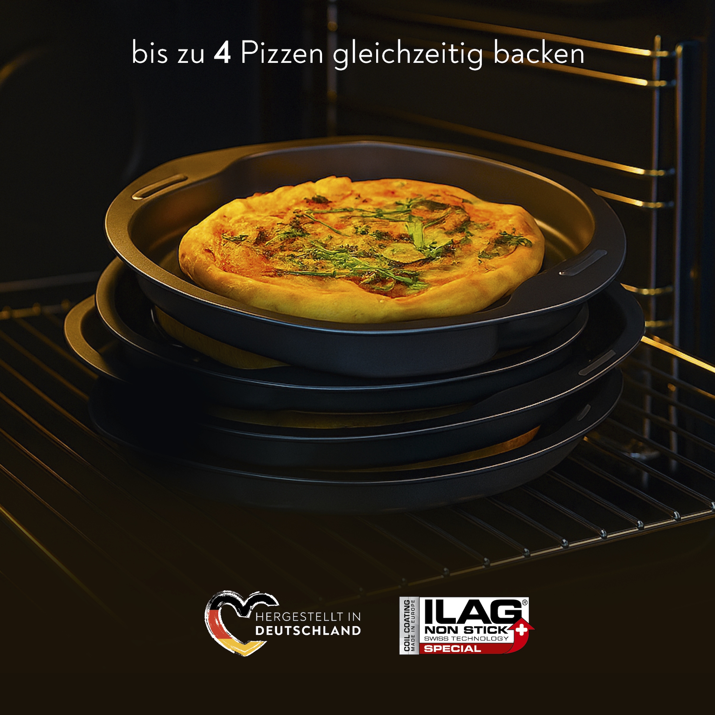 CHG Pizzablech »SENSAZIONE«, Metall, (Set, 4 St.), Made in Germany