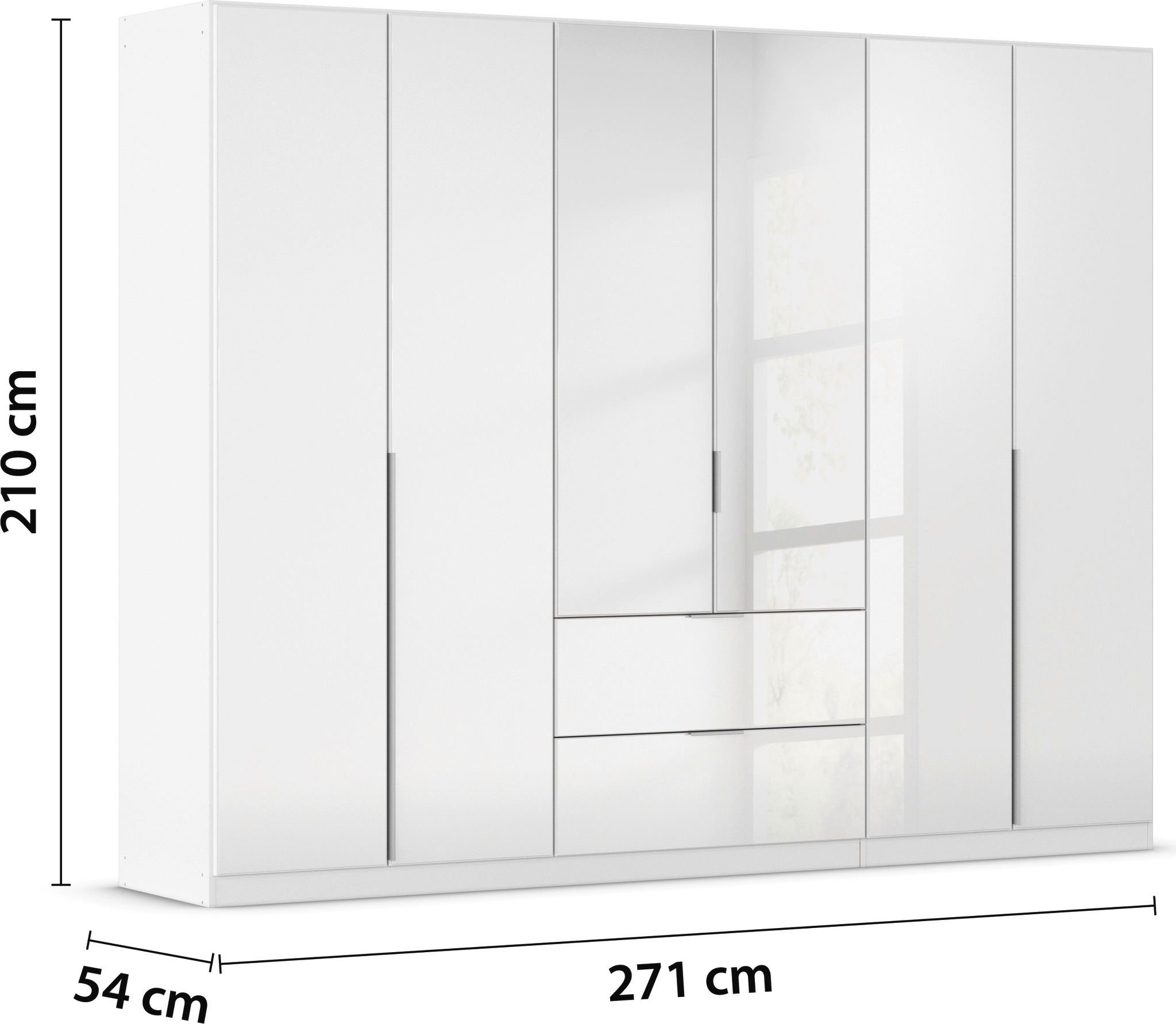 rauch Drehtürenschrank »Kleiderschrank Kleiderschränke Schrank Garderobe AGORDO mit Glasfront«, (in zwei Griff-Farben mit Glasfront), mit Außenschubkästen, in 6 Breiten und 2 Höhen MADE IN GERMANY