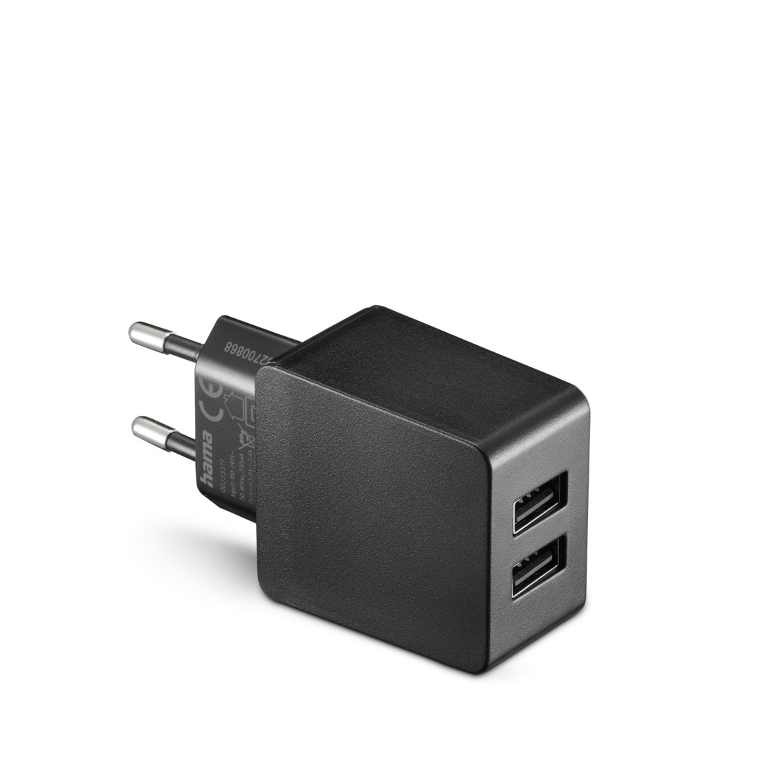 Hama USB-Ladegerät »Ladegerät für Smartphone, Tablet, universal, 2x USB-A, 12W, Schwarz«, (1 St.)