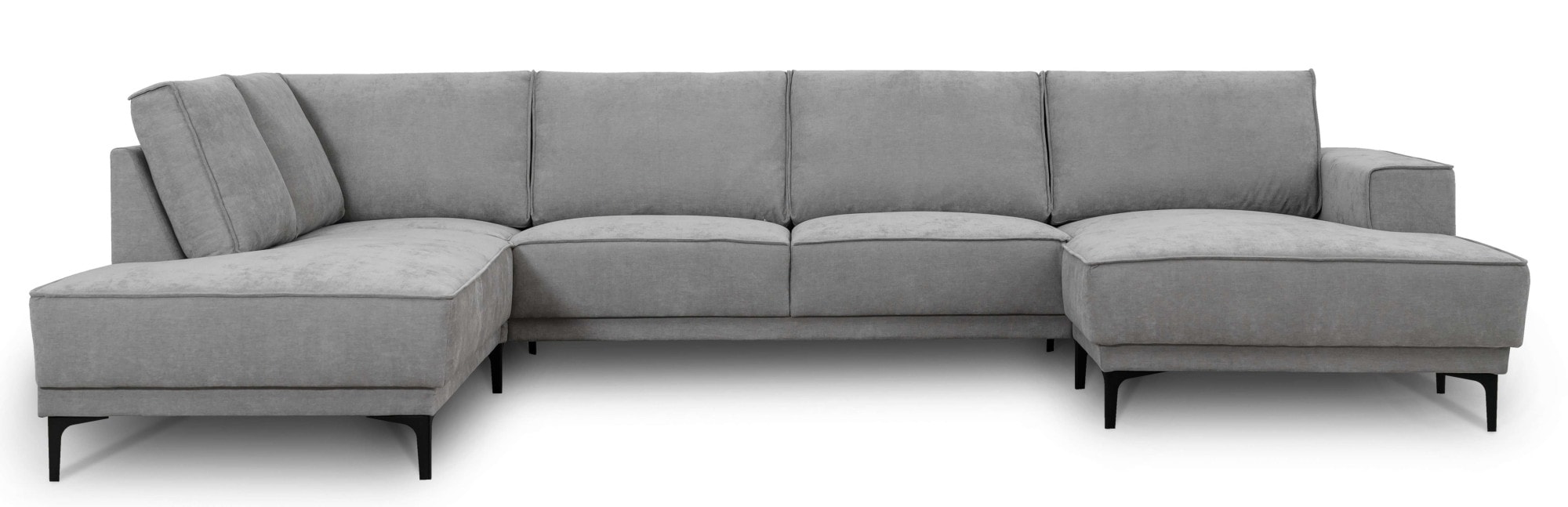 Places of Style Wohnlandschaft »XXL Sofa Oland, Struktur, Flachgewebe, Luxus-Microfaser, Boucle«, U-Form, 345 cm, Wellenunterfederung, Skandi-Design, Metallfüße
