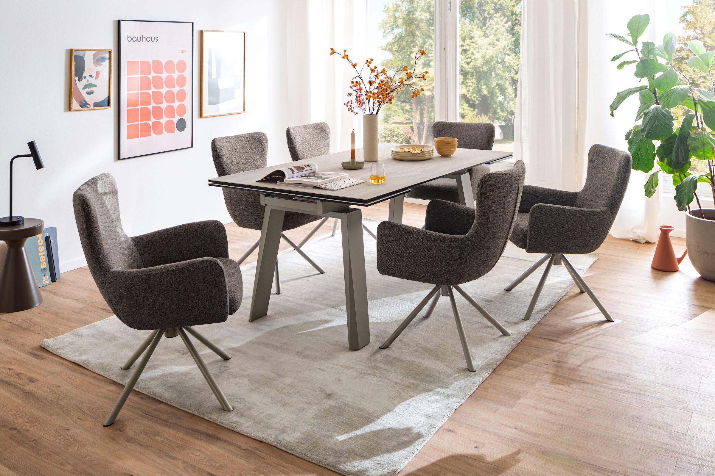 MCA furniture Esstisch »Kalamata« 1 Stk. tlg. Auszugstisch, Stirnauszug, Metallgestell, Keramik, Sicherheitsglas