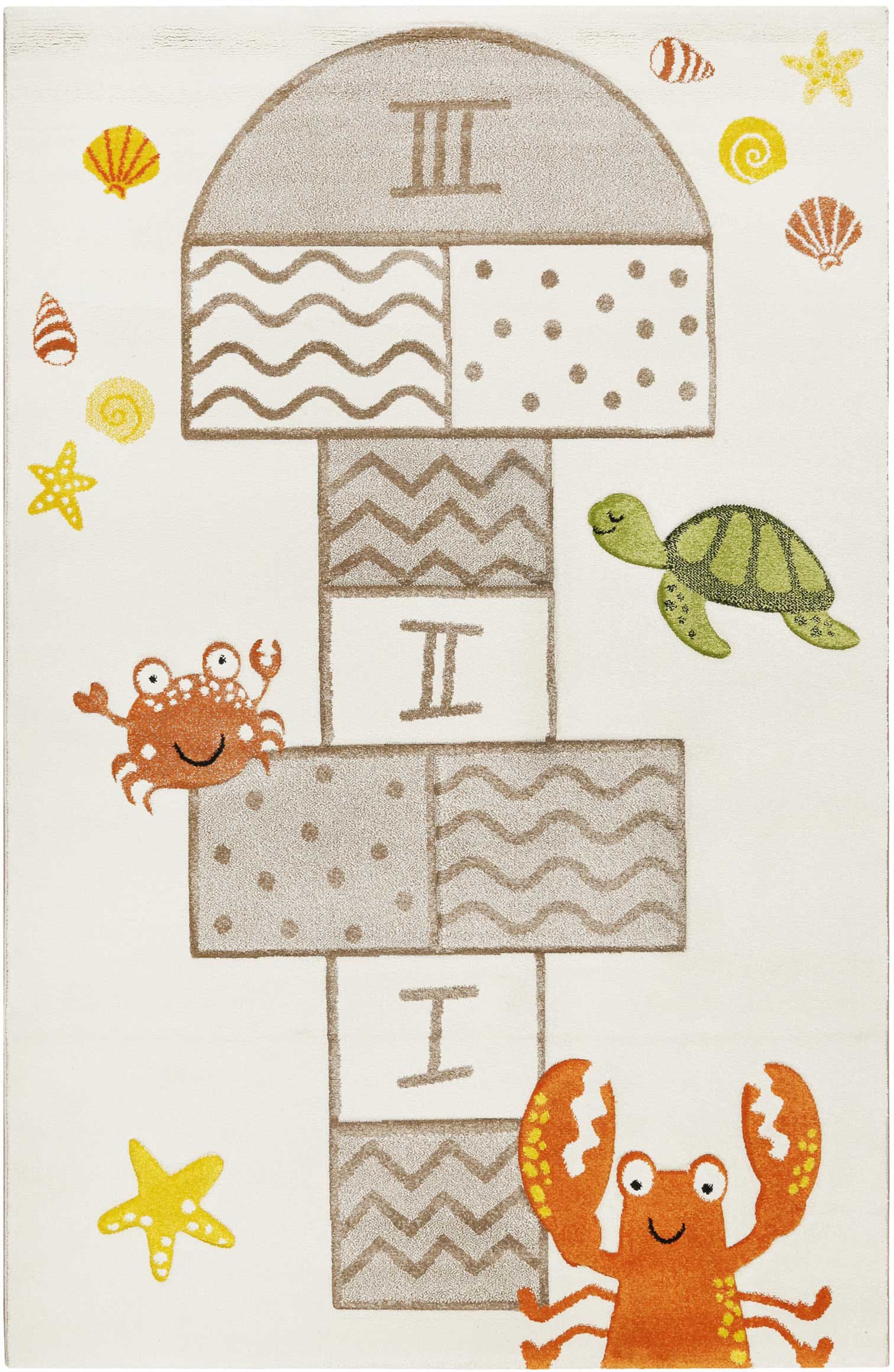 Esprit Kinderteppich »Playground ESP-21069«, rechteckig, 13 mm Höhe, Kurzflor, Spieleteppich im maritimen Look, Krabbe und Seestern