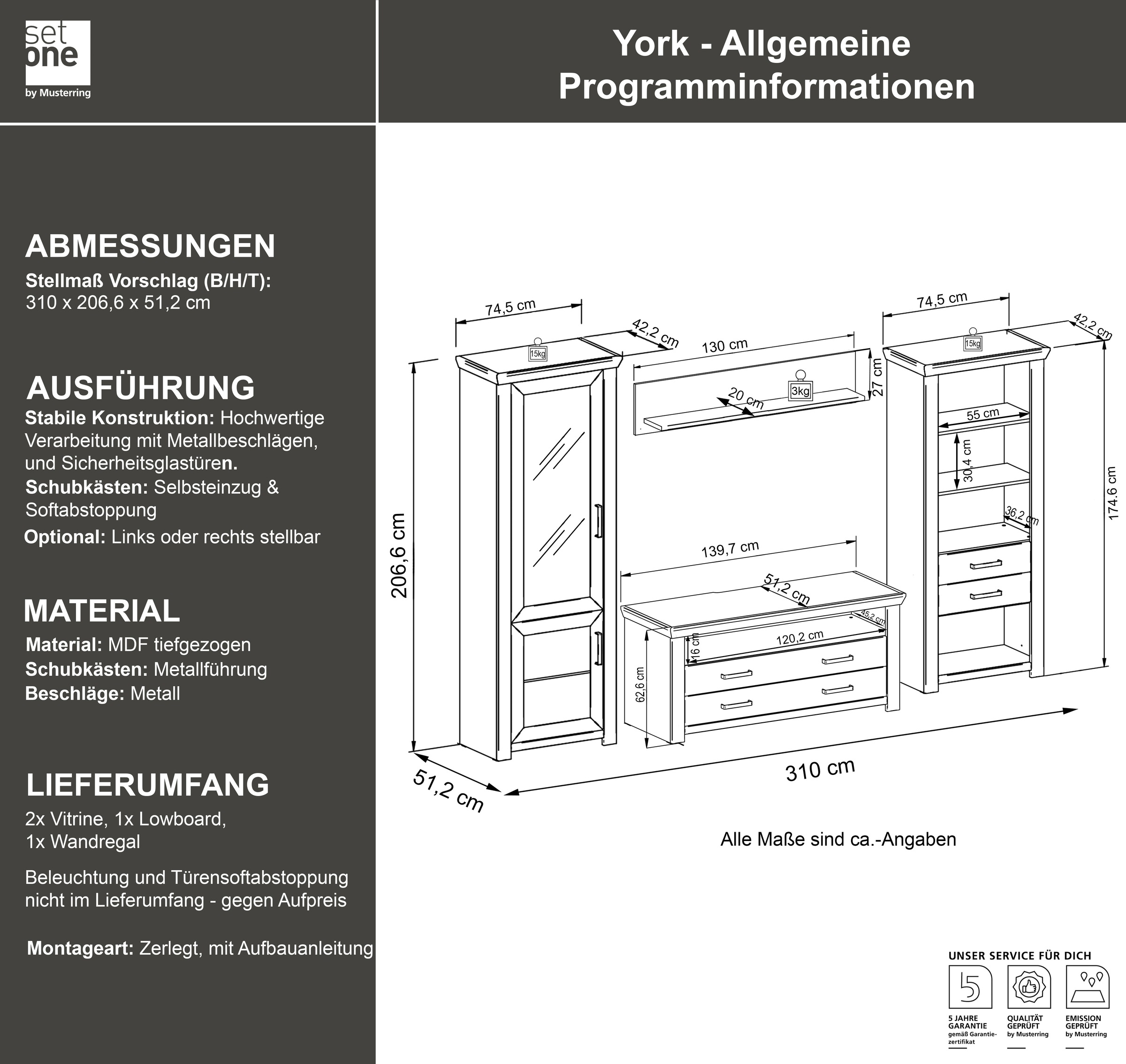 set one by Musterring Wohnwand »York« 4 Stk. tlg.