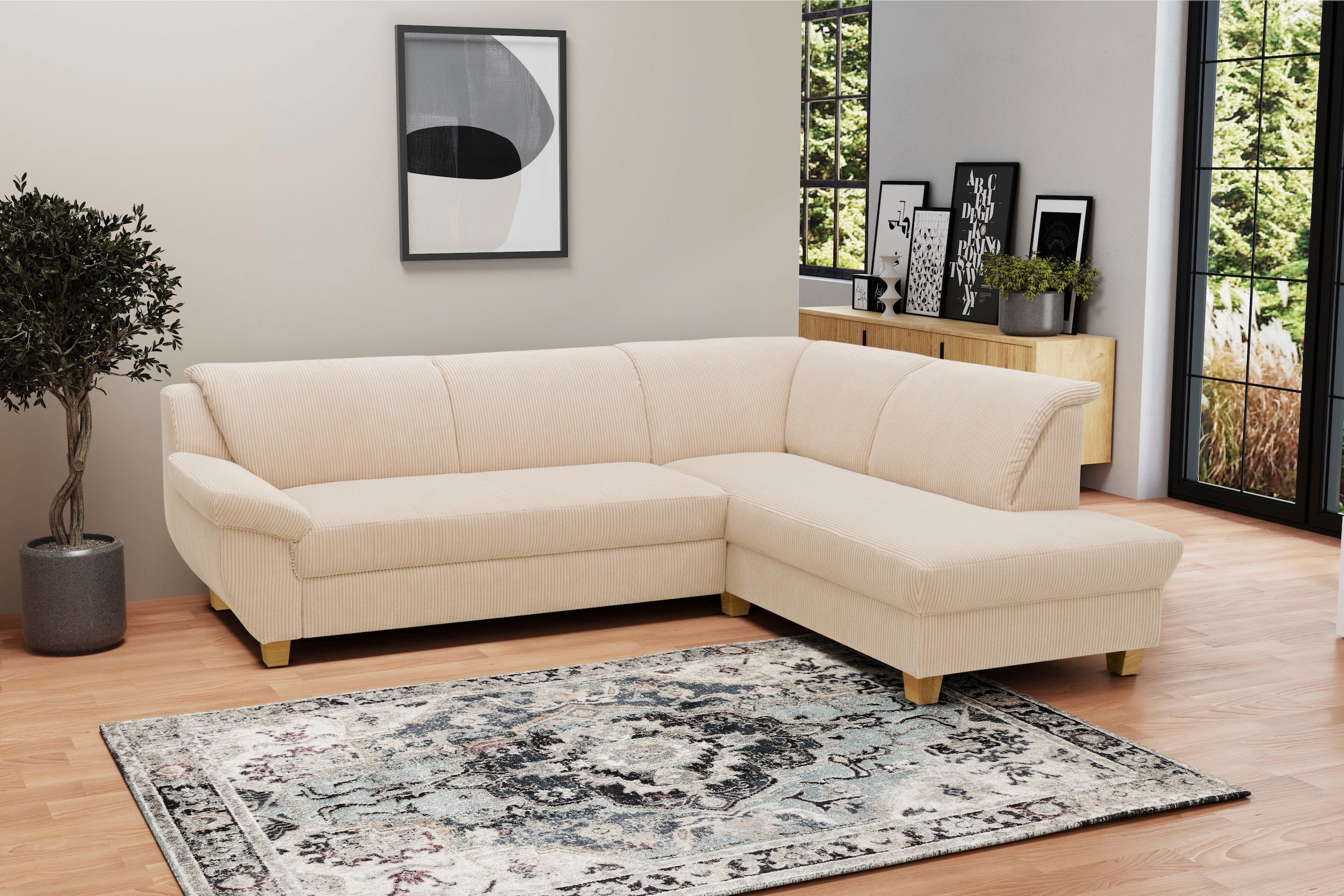 Home affaire Ecksofa »Yesterday L-Form«, wahlweise mit Bettfunktion, auch in Cord