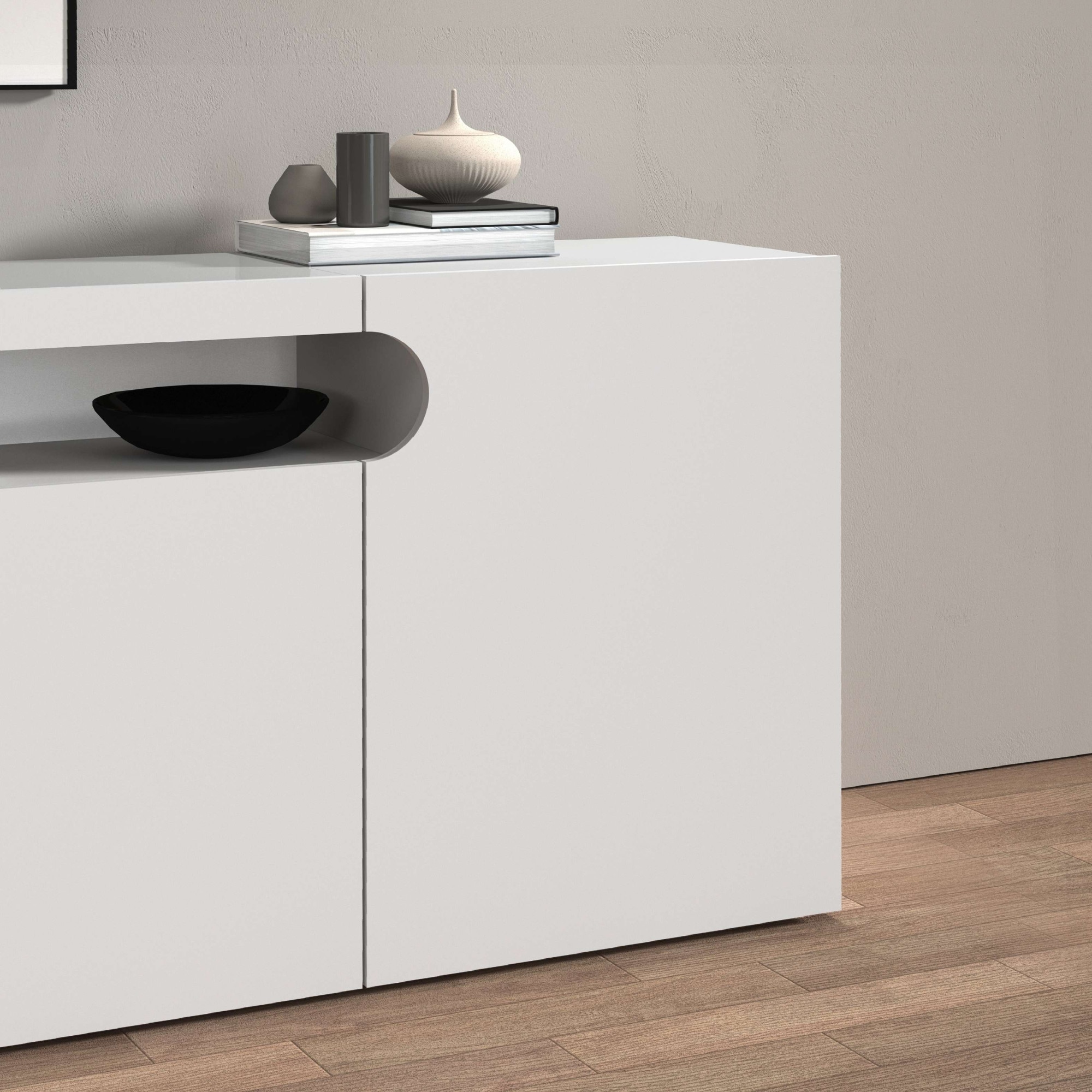 OTTO home Sideboard »Sideboard REAL, Kommode, Schrank, Kredenz« 1 Stk. tlg. Mit 4 Türen, davon 2 abgerundet, die ein ovales offenes Fach bilden