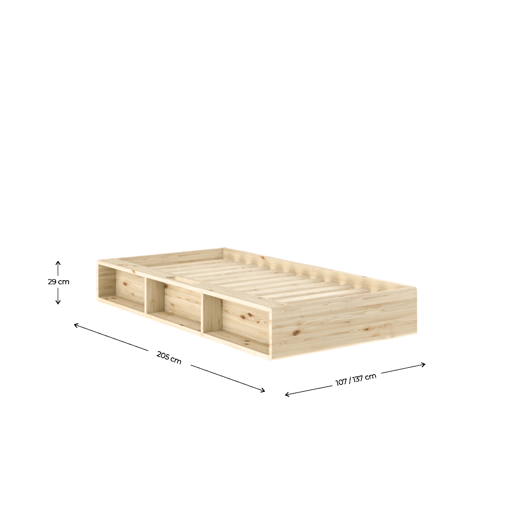 Karup Design Stauraumbett »Ziggy Bed, Stauraumbett, FSC®-zertifiziertes Massivholz made in Europe« Erhältlich für Matratzen Breite 90, 120, 140, 160 oder 180 cm,  mit 3 Ablagen, inklusive Lattenrost, ohne Matratze, mehrere Farben