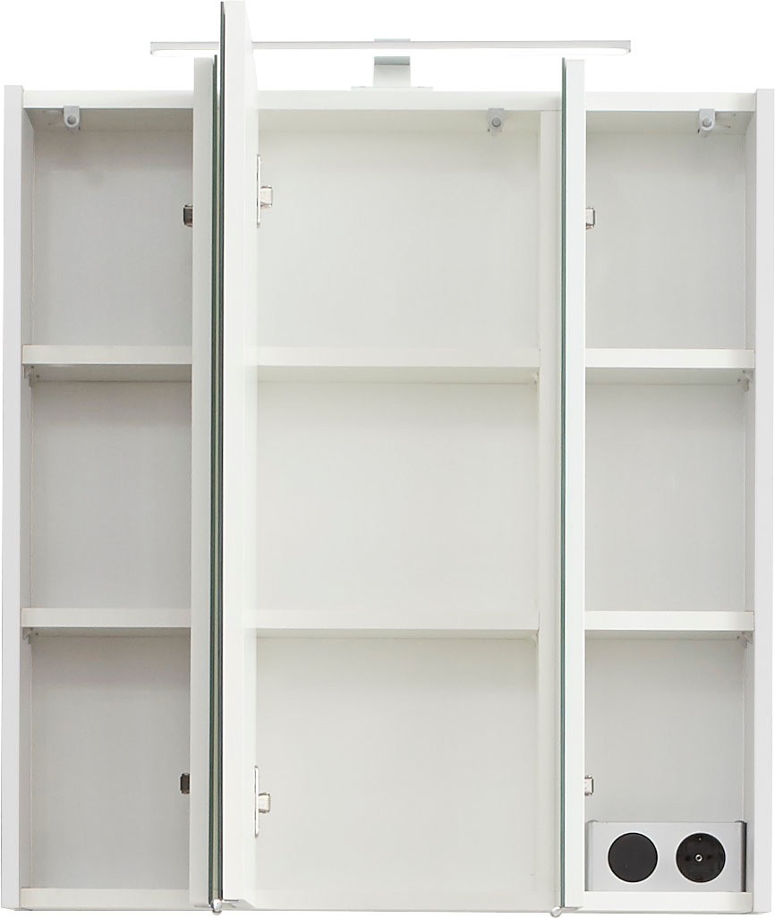 Saphir Badmöbel-Set »Quickset 3-teilig, Waschbeckenunterschrank mit LED-Spiegelschrank«, (3 St.), Midischrank, inkl. Türdämpfer, 7 Türen, 1 Nische, Bad-Set, grifflos