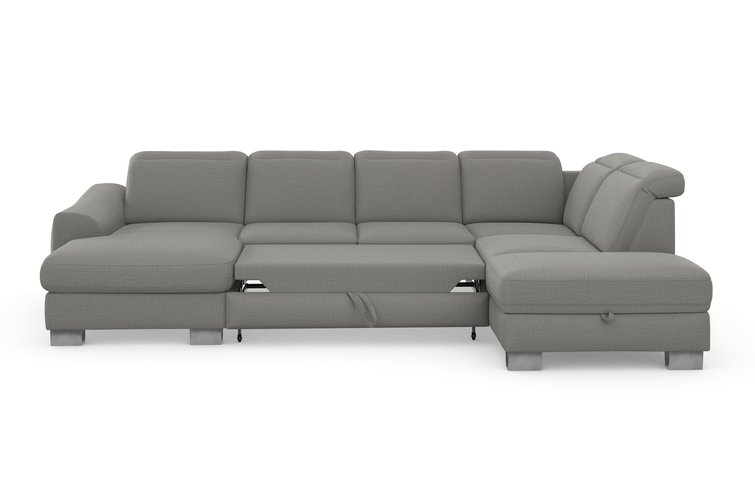 sit&more Wohnlandschaft »Dundee U-Form«, mit Federkern und Edelstahlfüßen, wahlweise mit Kopfteilverstellung