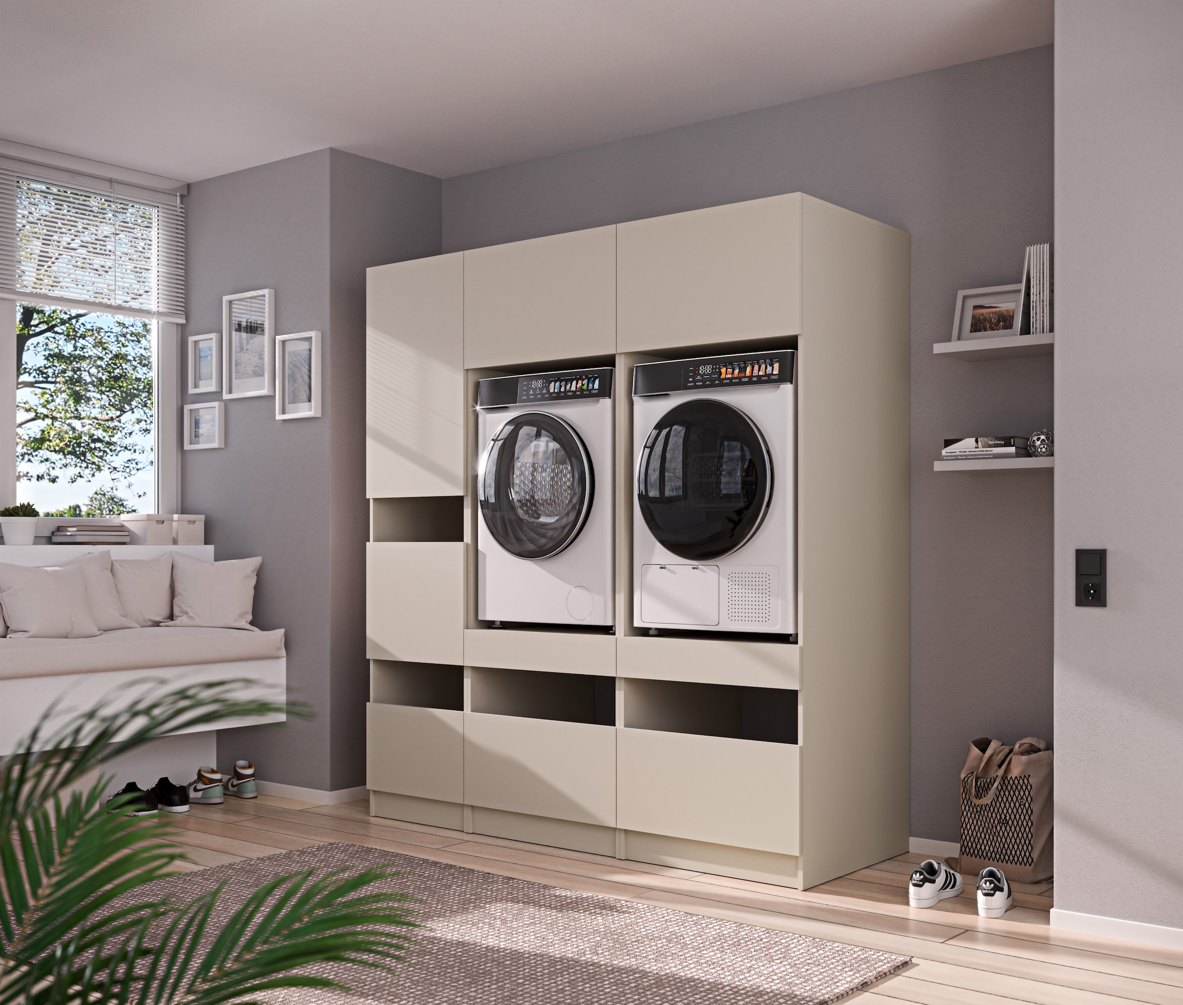 BASIC by Balculina Mehrzweckschrank-Set »Washhome B/T/H 186x68x200 cm« 3 Stk. tlg.