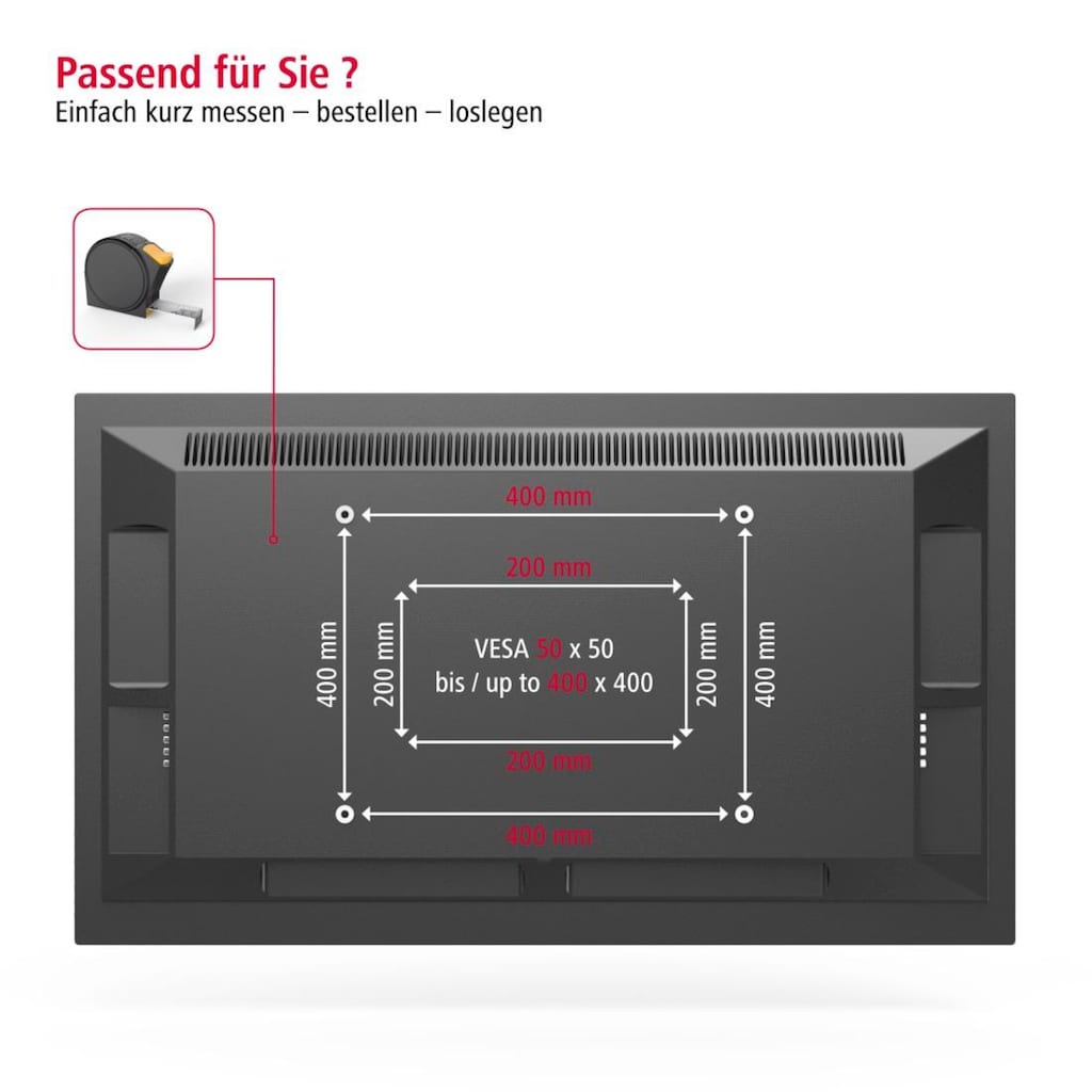 Hama TV-Wandhalterung »TV-Wandhalterung, neigbar, 81 - 142 cm (32" - 56"), 43", 50", 55"«, bis 165 cm Zoll