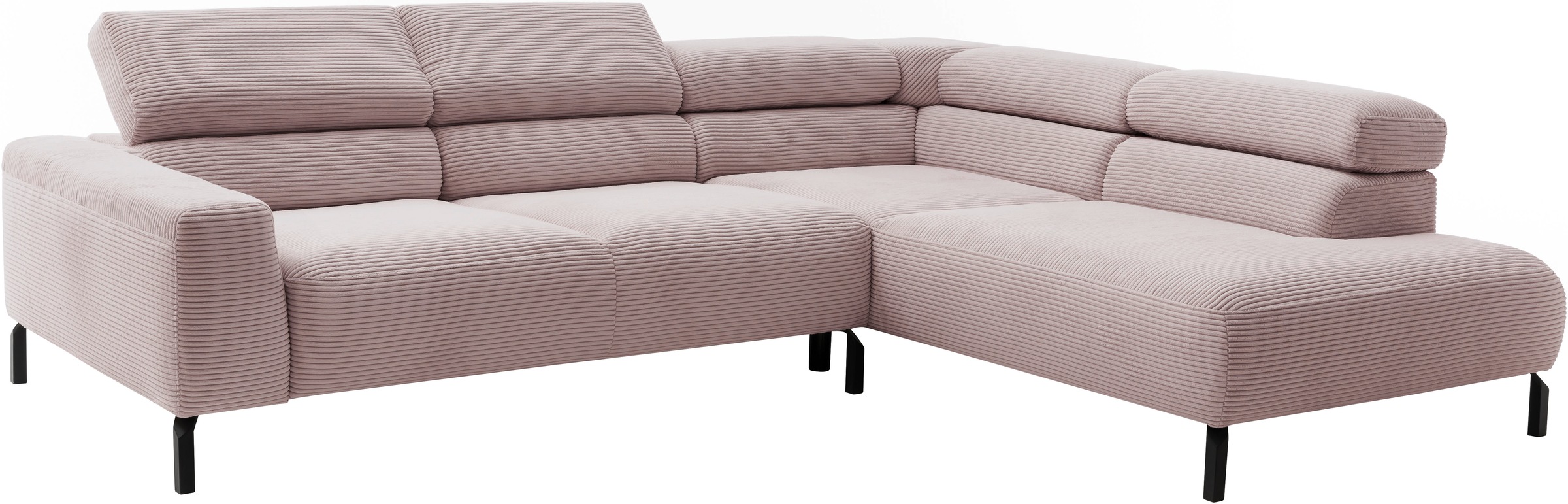 Home affaire Ecksofa »Antonelli, L-Form,  inkl. Kopfteilverstellung, Breite 276 cm« ohne Sitztiefenverstellung, in Cord, rosé