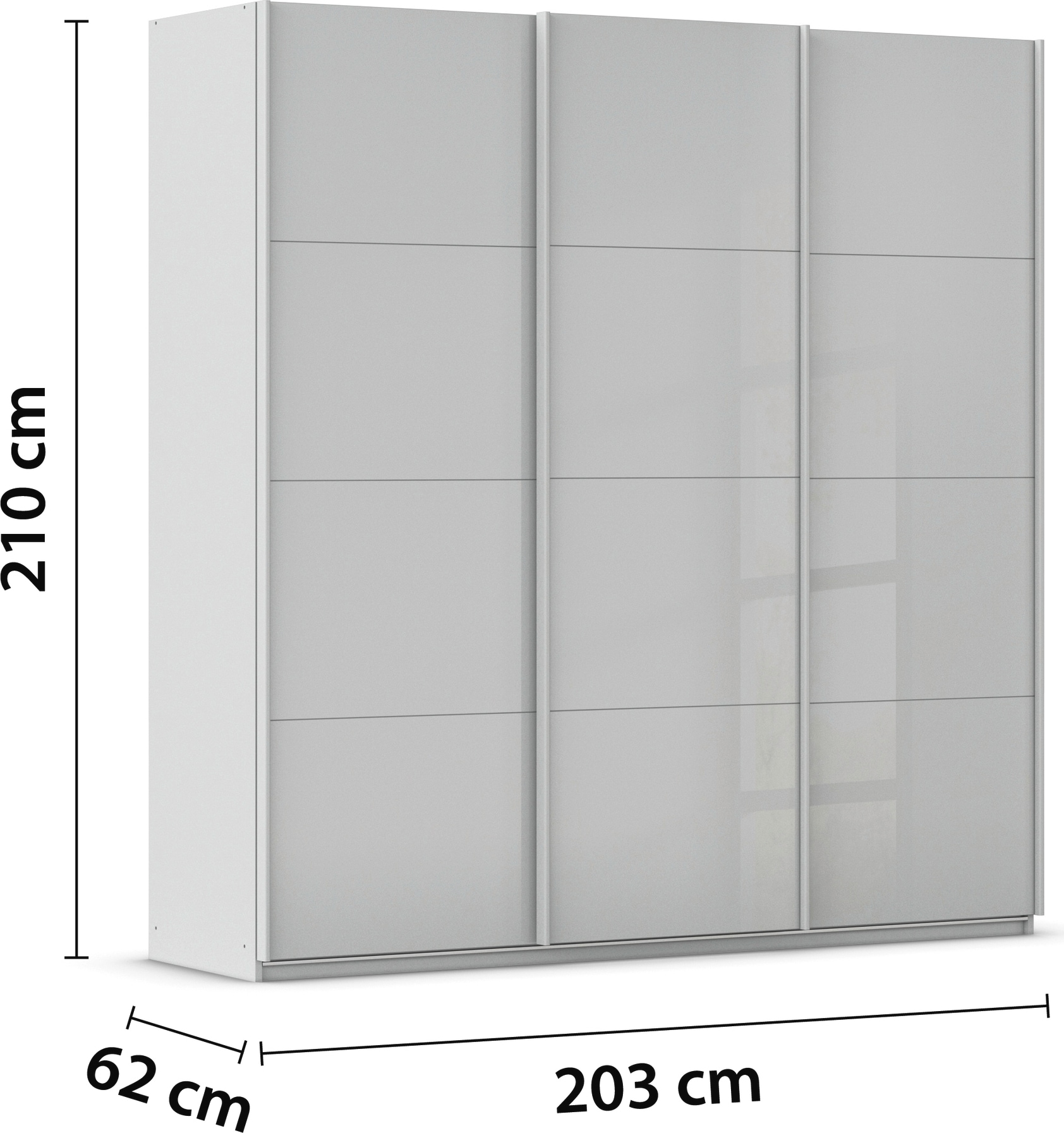 OTTO home Schwebetürenschrank »Kleiderschrank Schrank Garderobe AGORDO mit Glasfront« Breiten 203/271/315/360 cm, Höhen 210/229 cm,  durchdachte Innenausstattung, in 4 Breiten und 2 Höhen MADE IN GERMANY