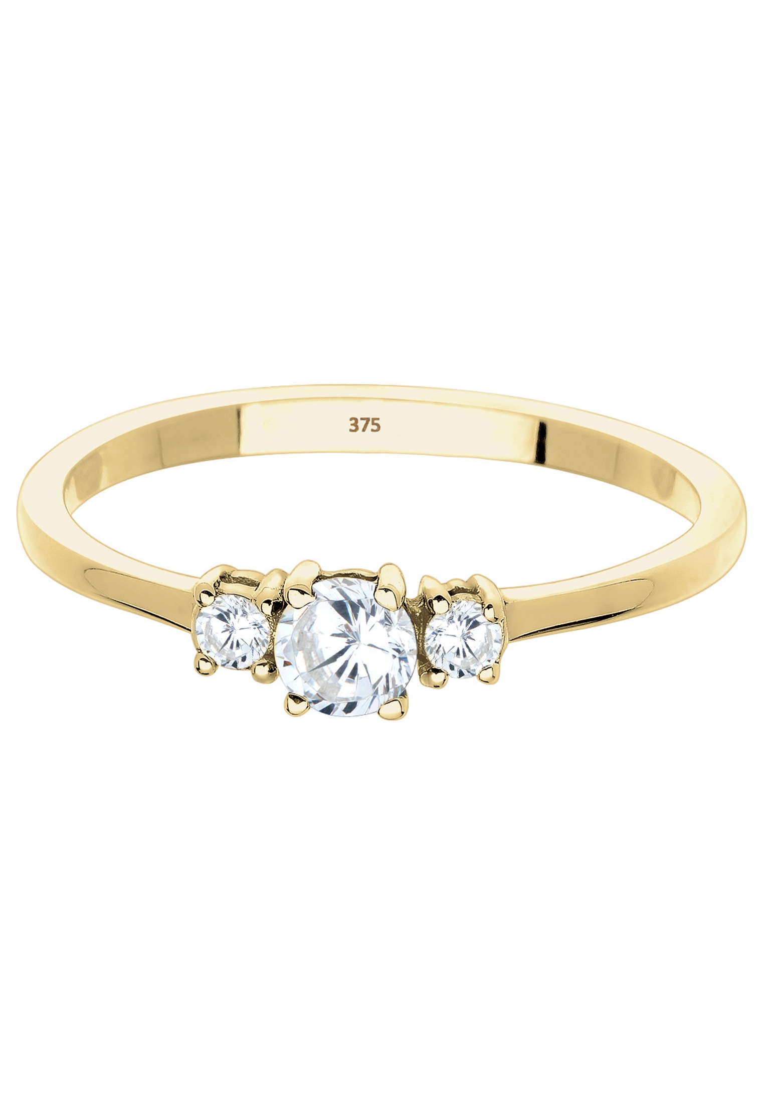 Elli Premium Fingerring »Ring Zirkonia Weiß 375 Gelbgold«
