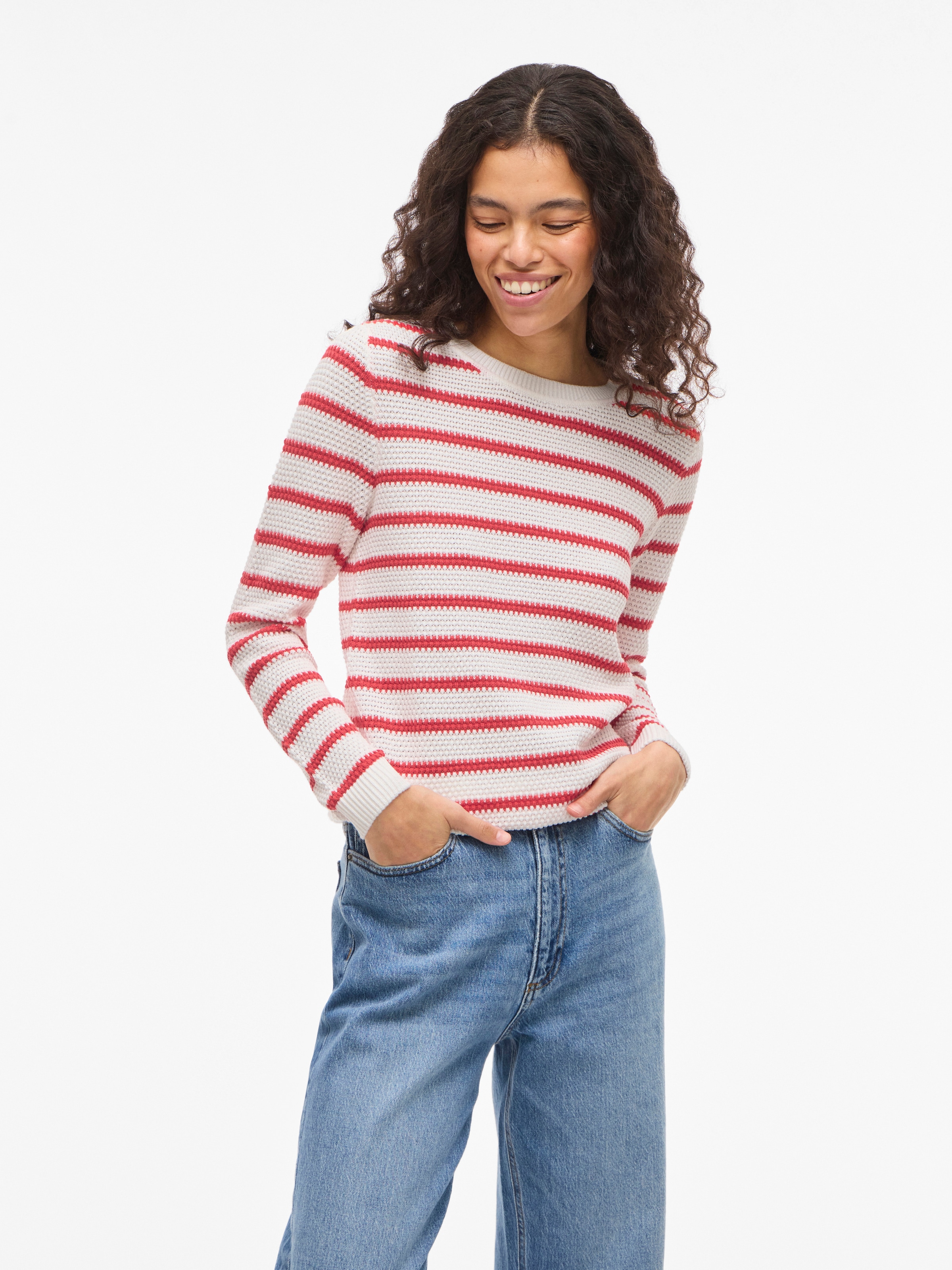 Vila Rundhalspullover »VIDALO O-NECK L/S STRIPE KNIT TOP- NOOS«