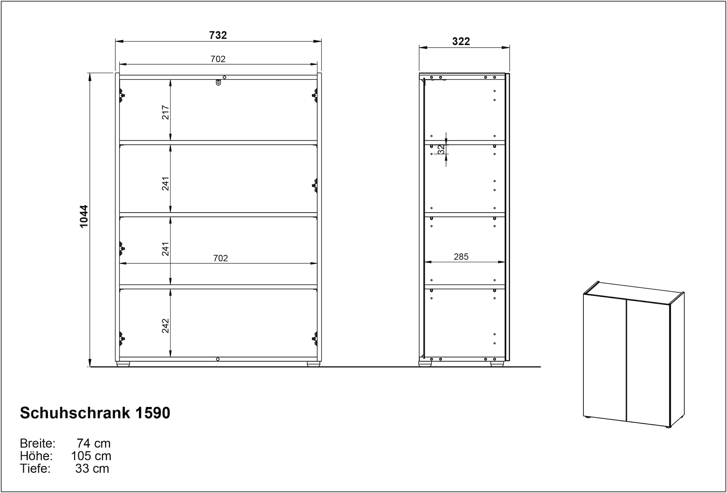 GERMANIA Garderoben-Set »Alviano«, (3 St.), mit eckigem Spiegel, optional mit Hakenpaneel, Made in Germany
