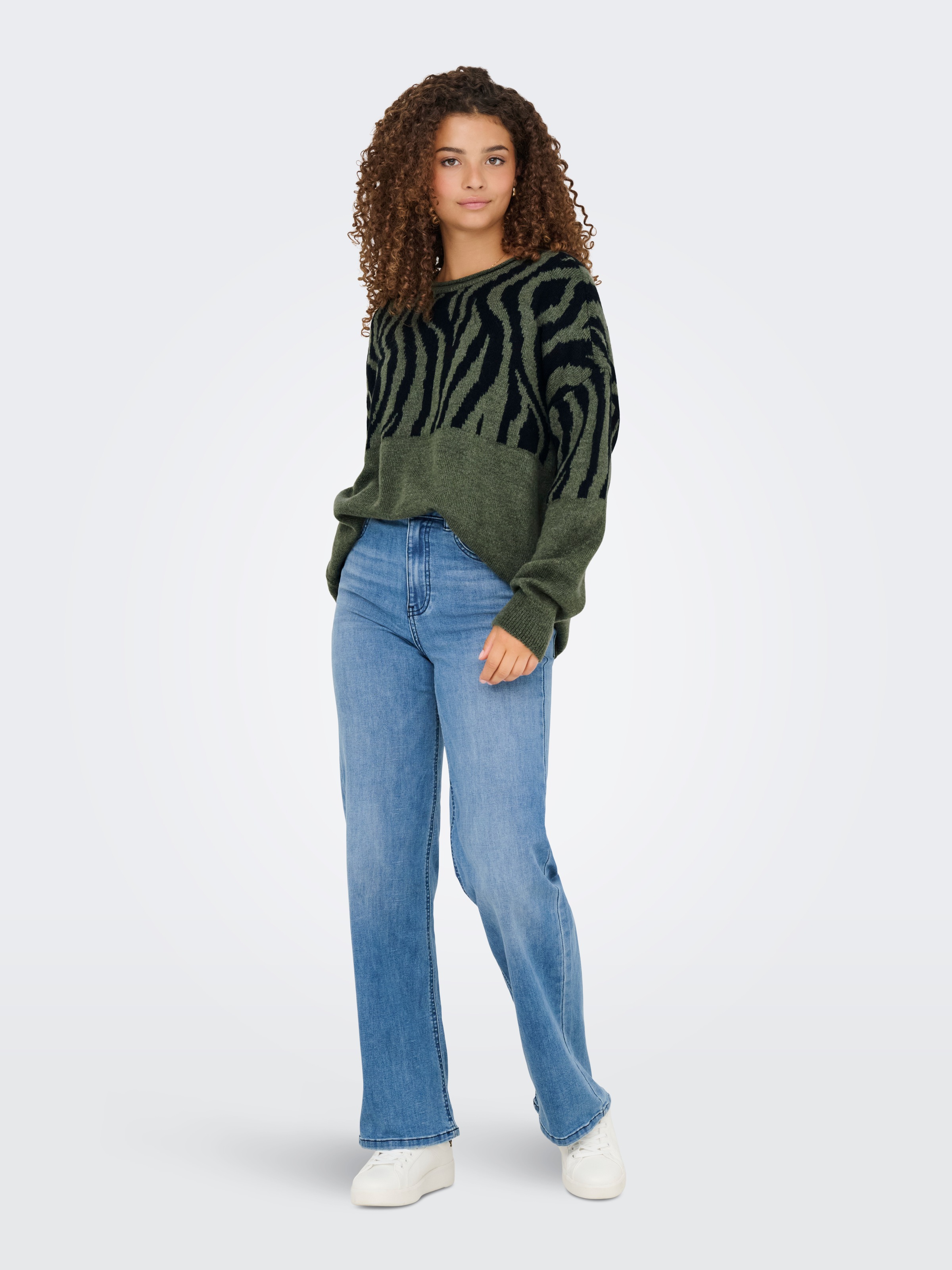 ONLY Rundhalspullover »ONLJADE ANIMAL LS O-NECK NOOS KNT« Kunstfaser, regular fit