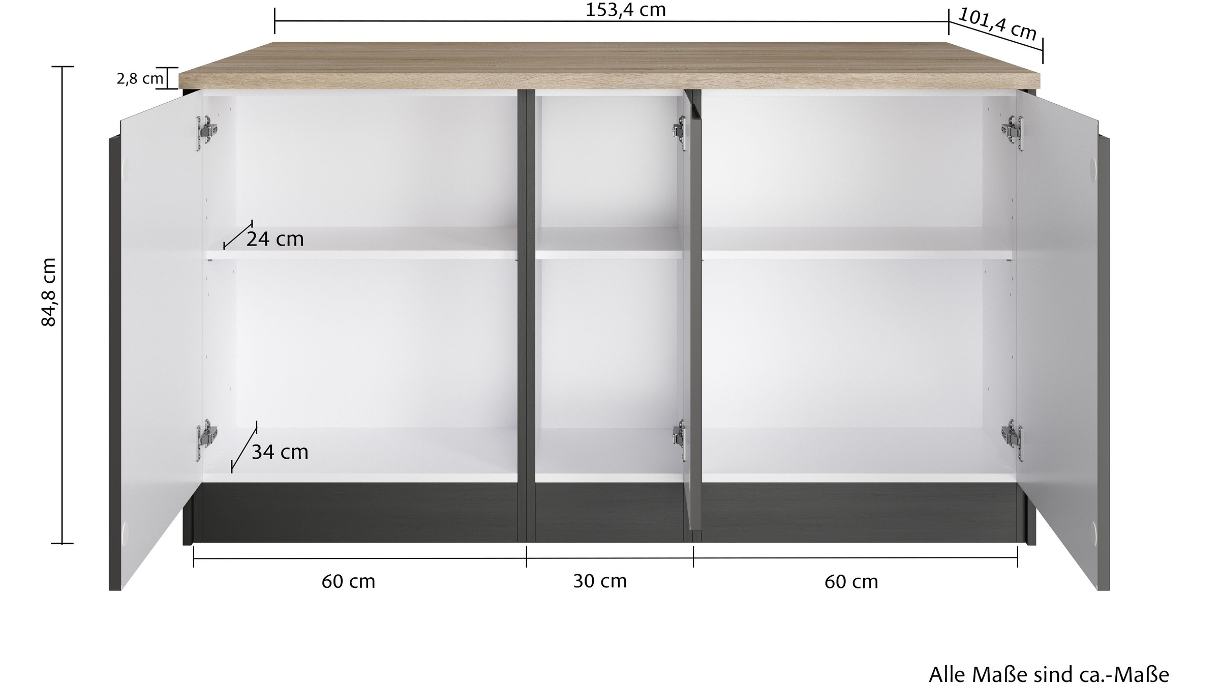 KOCHSTATION Kücheninsel »KS-Virginia«, Breite 153 cm, MDF-Fronten, Flaschenregal