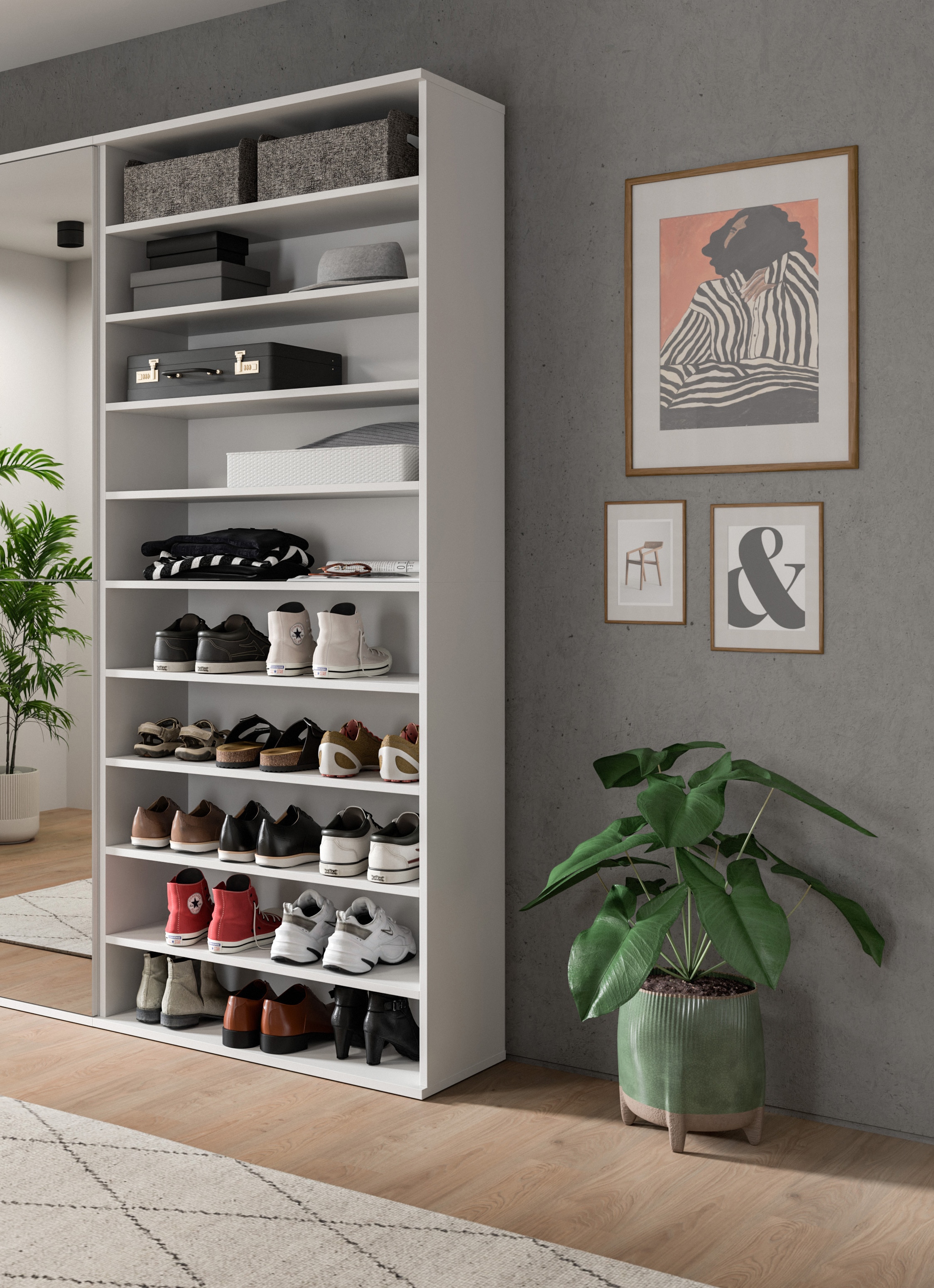 INOSIGN Schuhregal »Trondheim Schuhregal Höhe 191cm,«, (1 St.), für ca. 30 Paar Schuhe, offene Fächer, Schuhregal, Flur, Diele