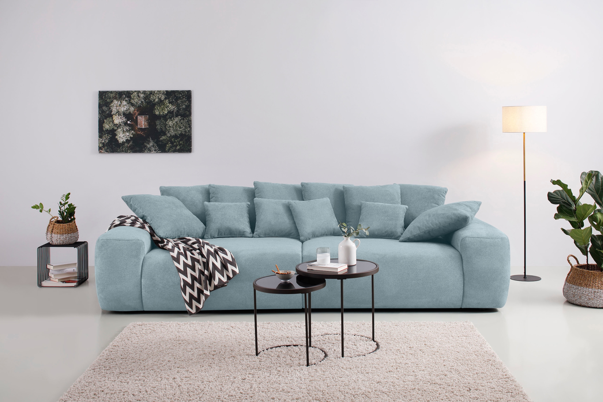 Home affaire Big-Sofa »Glamour«, Boxspringfederung, Breite 302 cm, Lounge  Sofa mit vielen losen Kissen im OTTO Online Shop