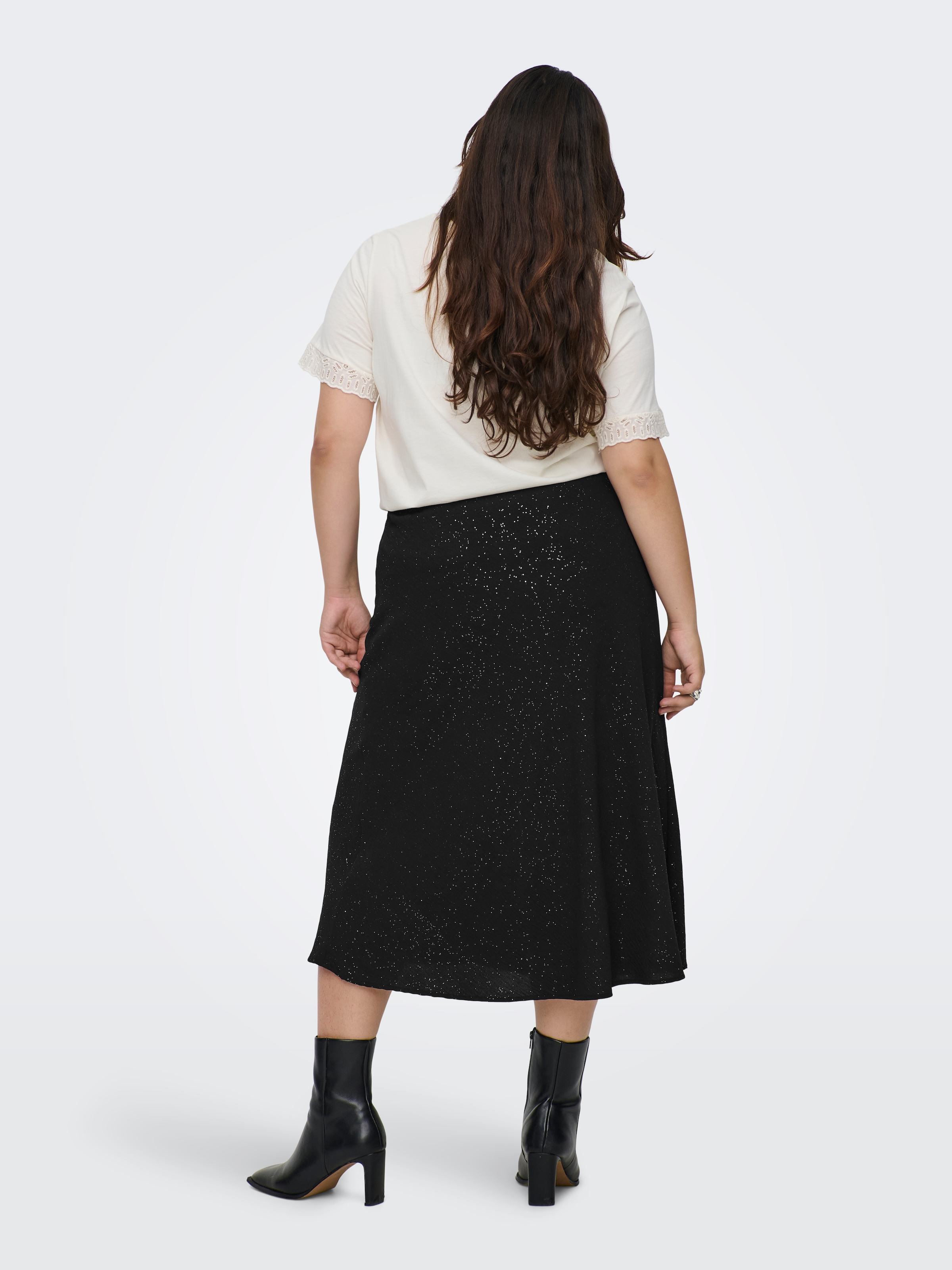 ONLY CARMAKOMA Midirock »CARJOSEE METTA LIFE MIDI SKIRT WVN« mit Glitzer Effekt