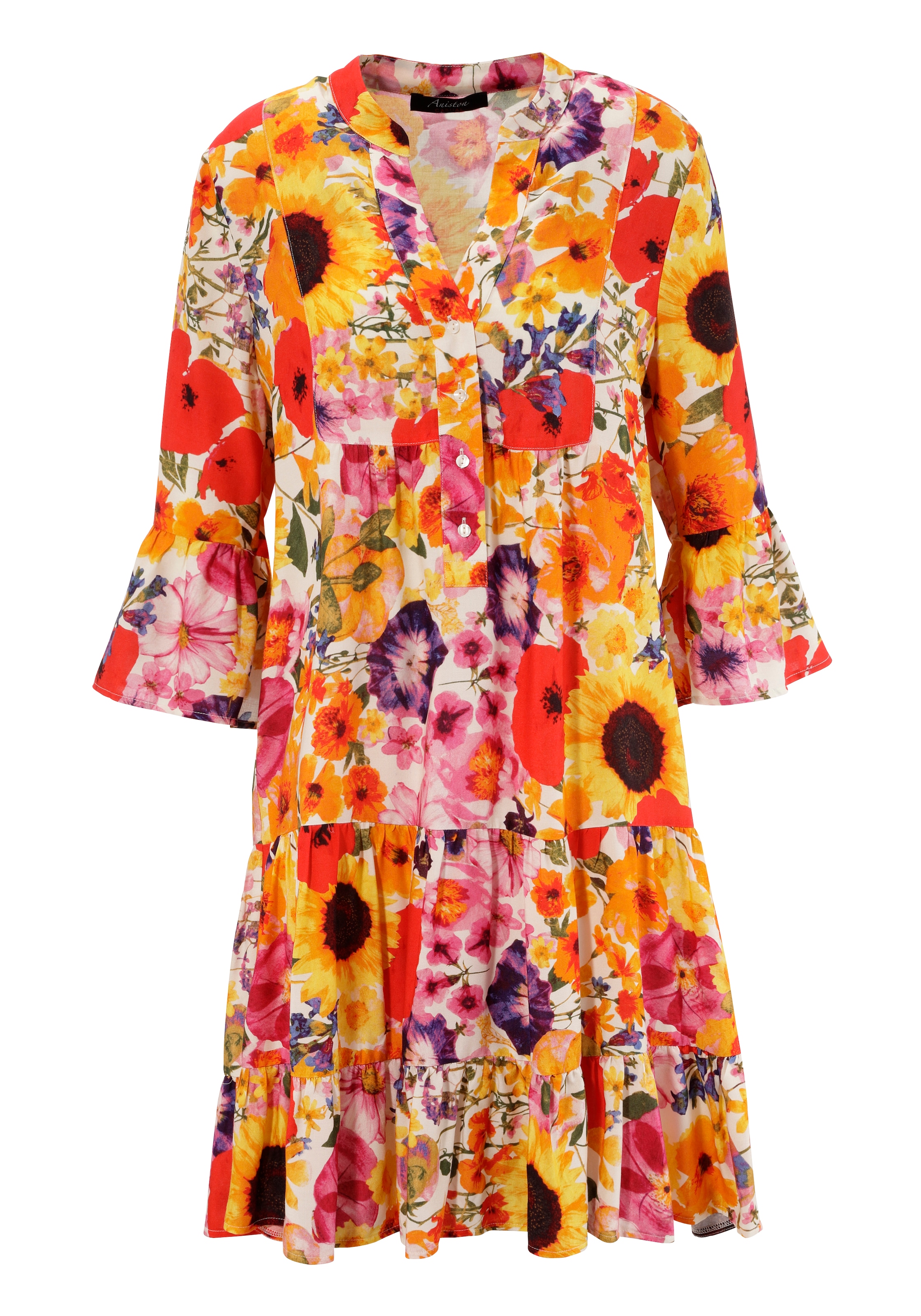 Aniston CASUAL Tunikakleid, mit farbenfrohem, großflächigem Blumendruck - NEUE KOLLEKTION
