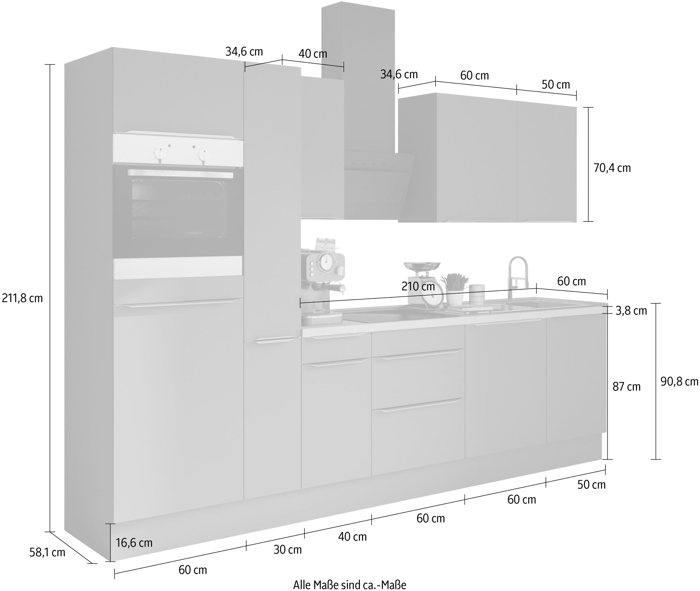 OPTIFIT Küchenzeile »Aken«, bei mit online 300 cm OTTO E-Geräten, Breite kaufen