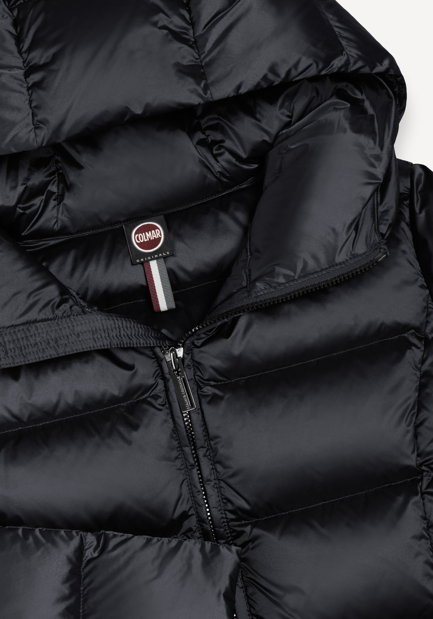Colmar Daunenjacke mit Kapuze mit glänzendem Finish, normale Passform, 2-Wege-Zipper