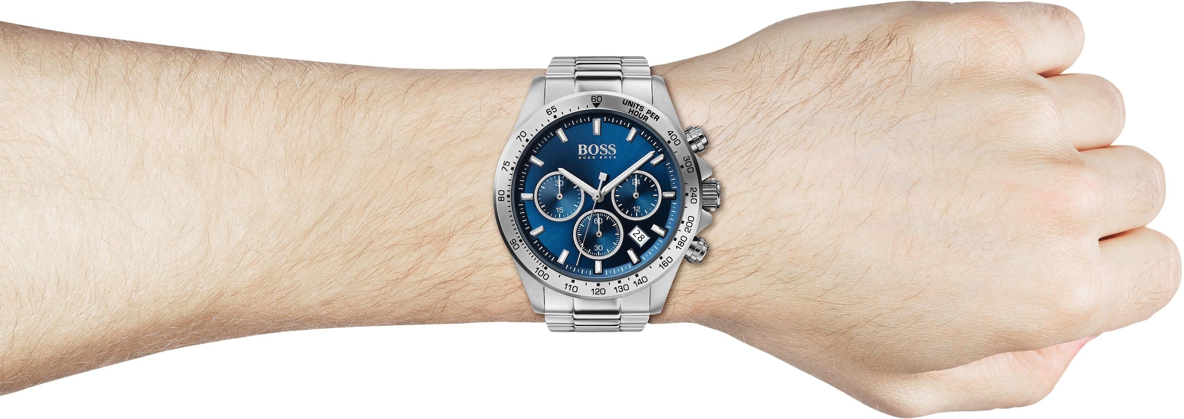 BOSS Chronograph »HERO«, Quarzuhr, Herrenuhr, Armbanduhr, Stoppfunktion, Edelstahlarmband