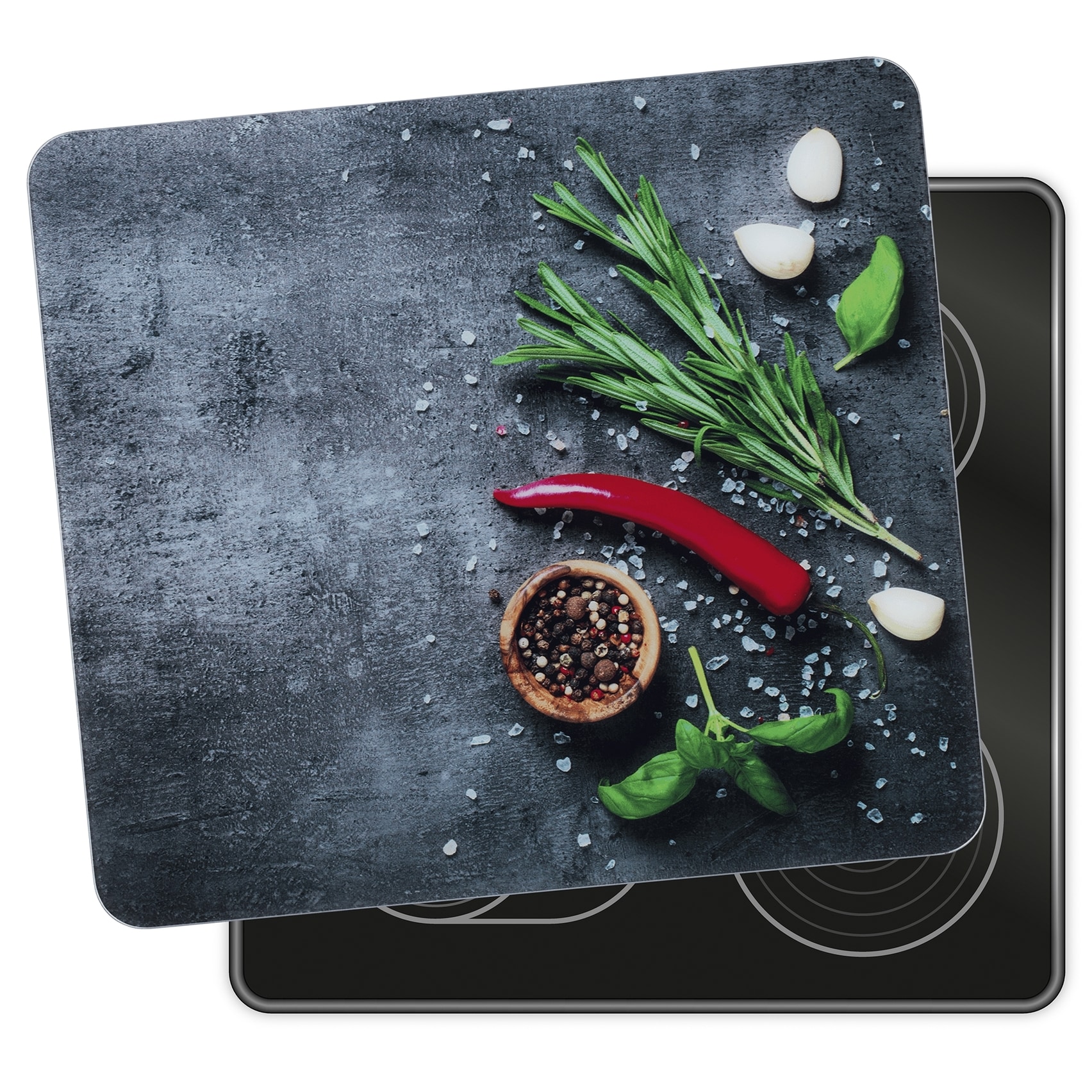 Maximex Schneide- und Abdeckplatte »Modell Rosmarin« Spritzschutz, Herdblende, Schneidbrett, für Glaskeramik-Kochfelder