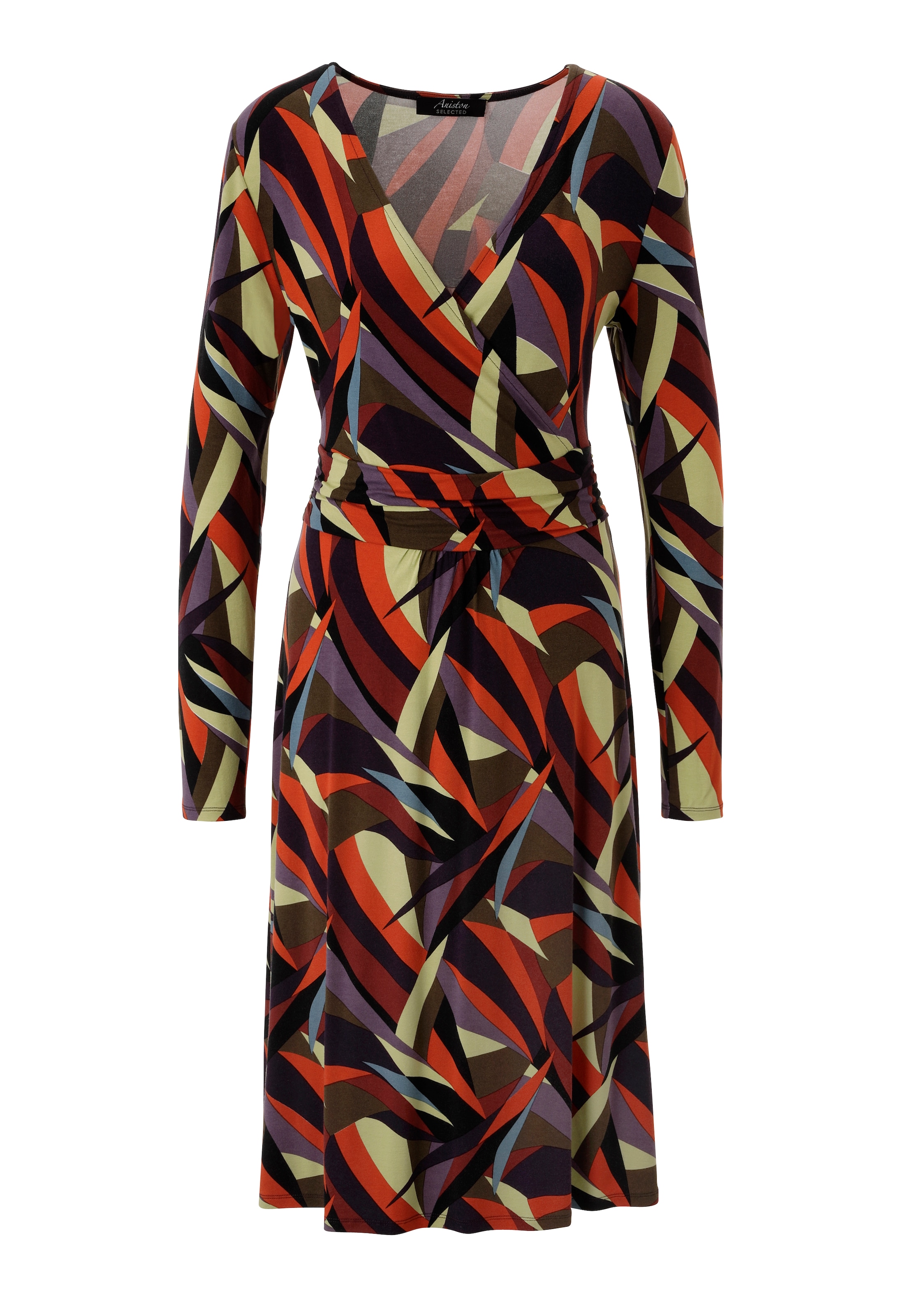 Aniston SELECTED Jerseykleid V-Ausschnitt mit raffinierter Wickeloptik - NEUE KOLLEKTION