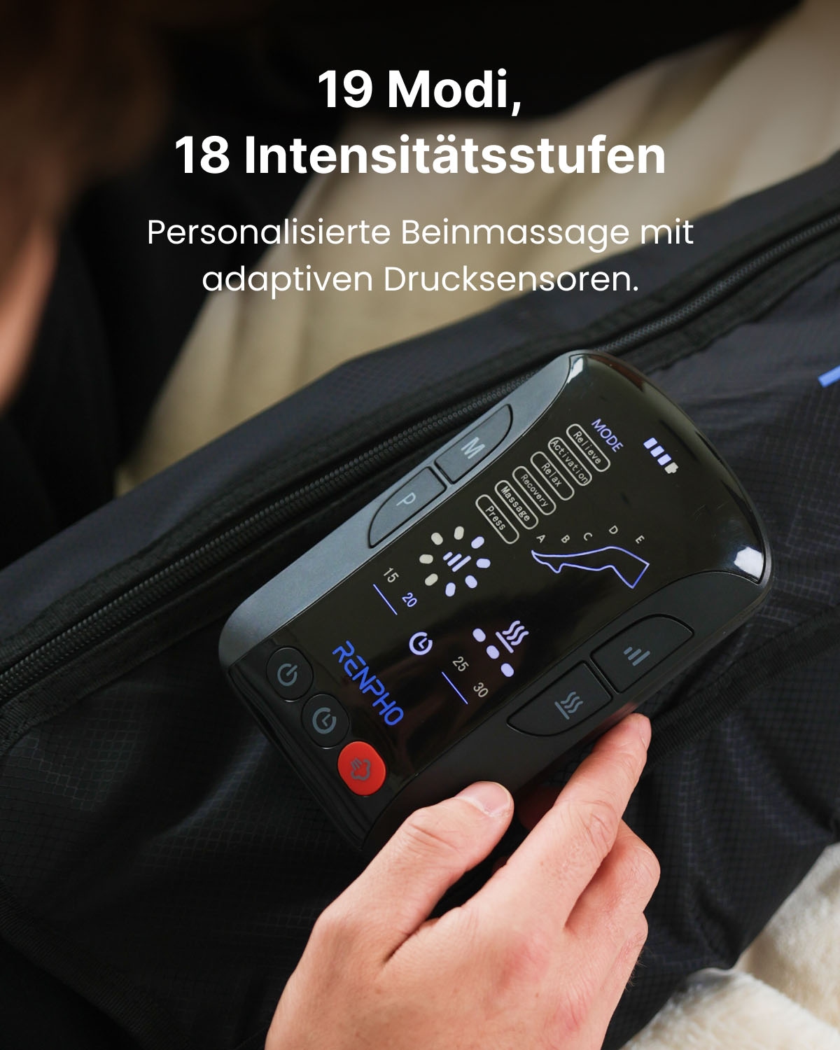 Renpho Massagegerät »Aeria Boot Thermal« 360°-Luftdruck Beine/Füße, 19 Modi, 8 Stufen, Wärme, Akku