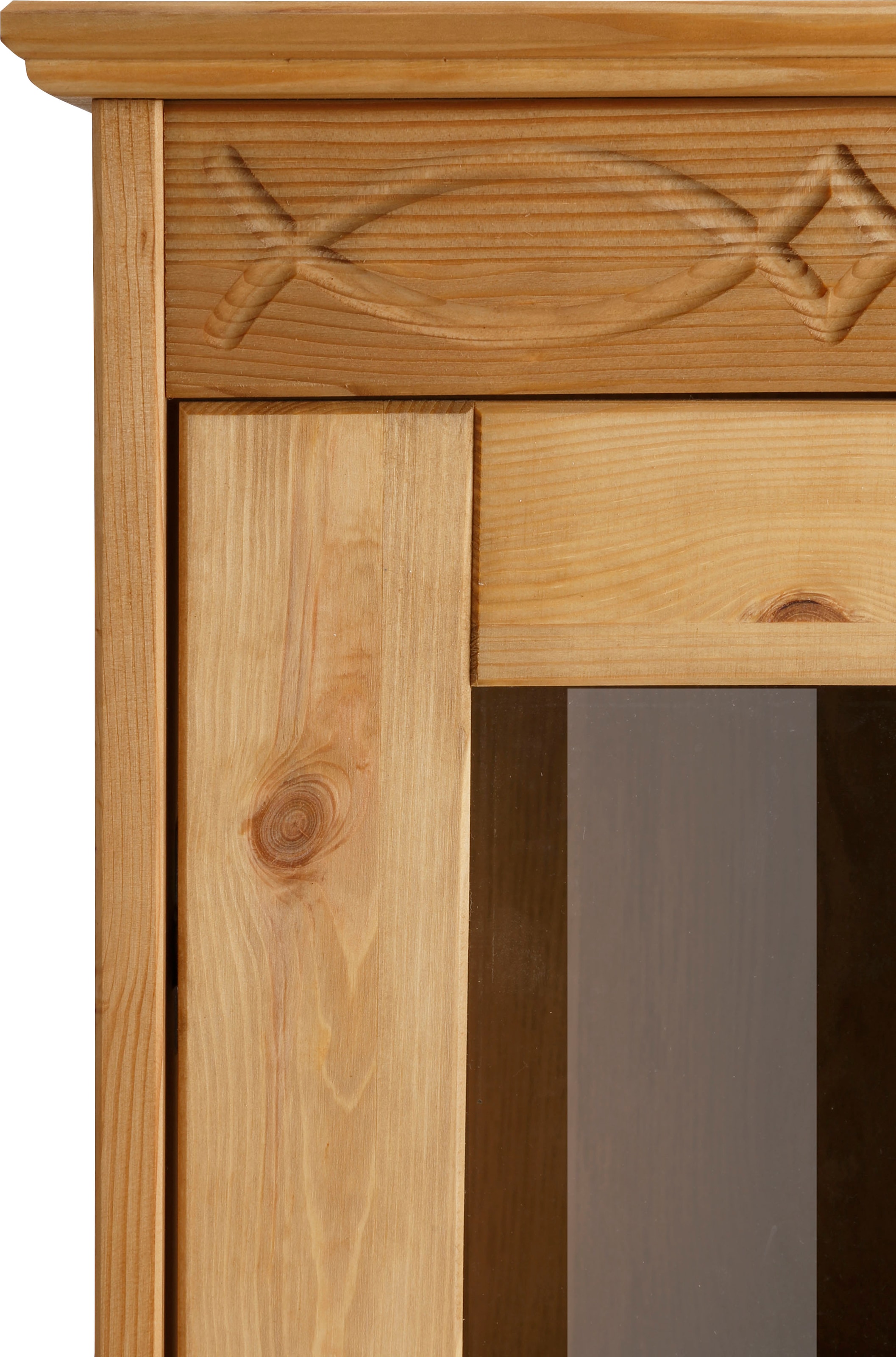 Home affaire Vitrine »Indra«, aus massiver Kiefer, FSC®, Höhe 145 cm, dezentes Ornament